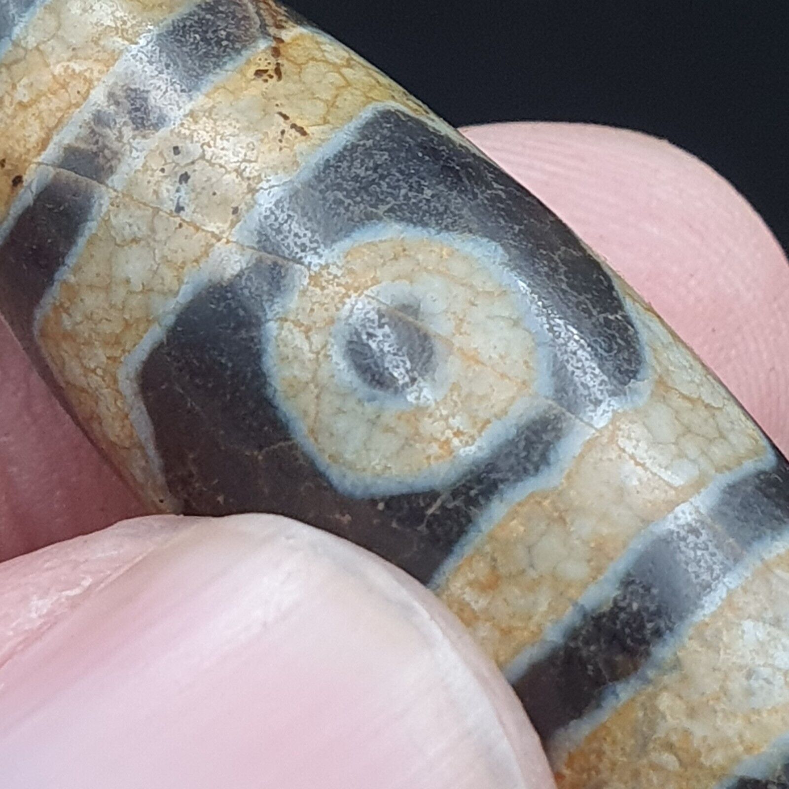 Himalayan Indo Tibetan Old Agate Pure 3 Eyes Dzi Amulet Pendant Bead