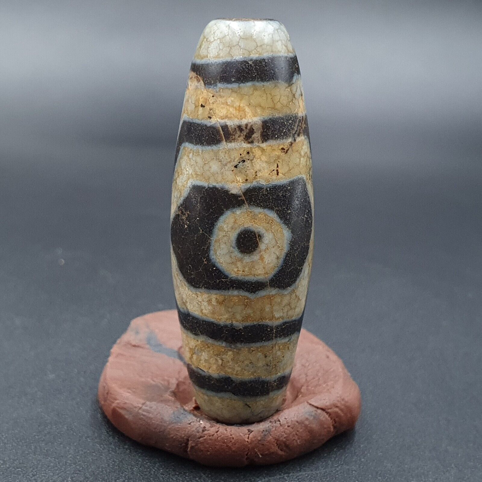 Himalayan Indo Tibetan Old Agate Pure 3 Eyes Dzi Amulet Pendant Bead