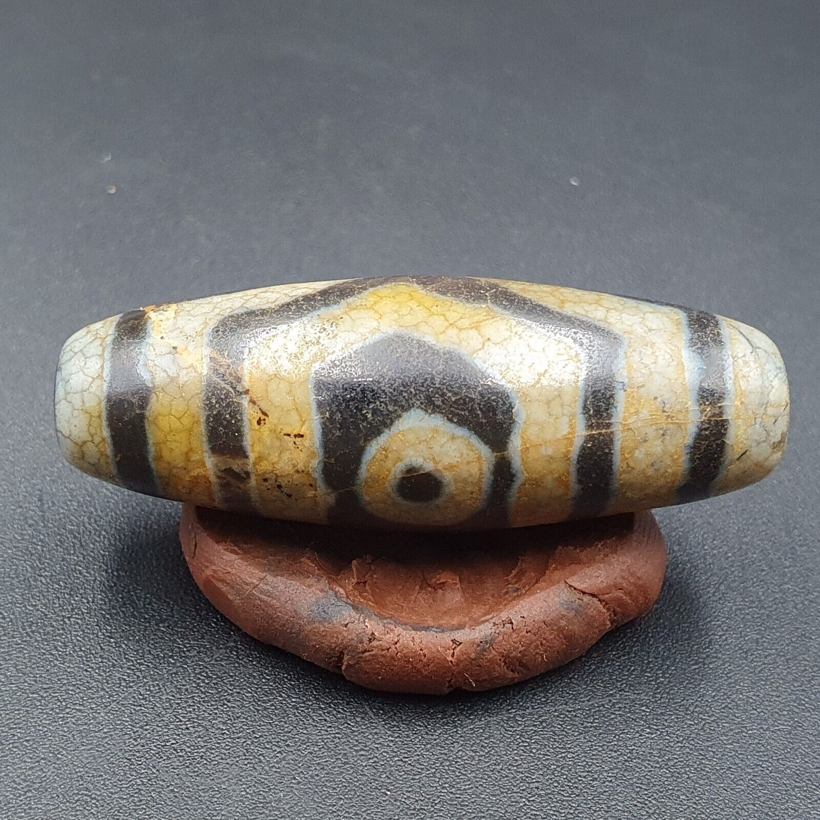 Himalayan Indo Tibetan Old Agate Pure 3 Eyes Dzi Amulet Pendant Bead