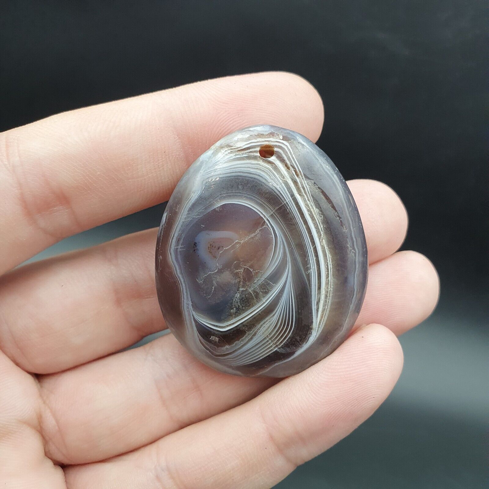 Vintage Himalayan Indo Tibetan Suleimani Carving Agate Amulet Bead #122