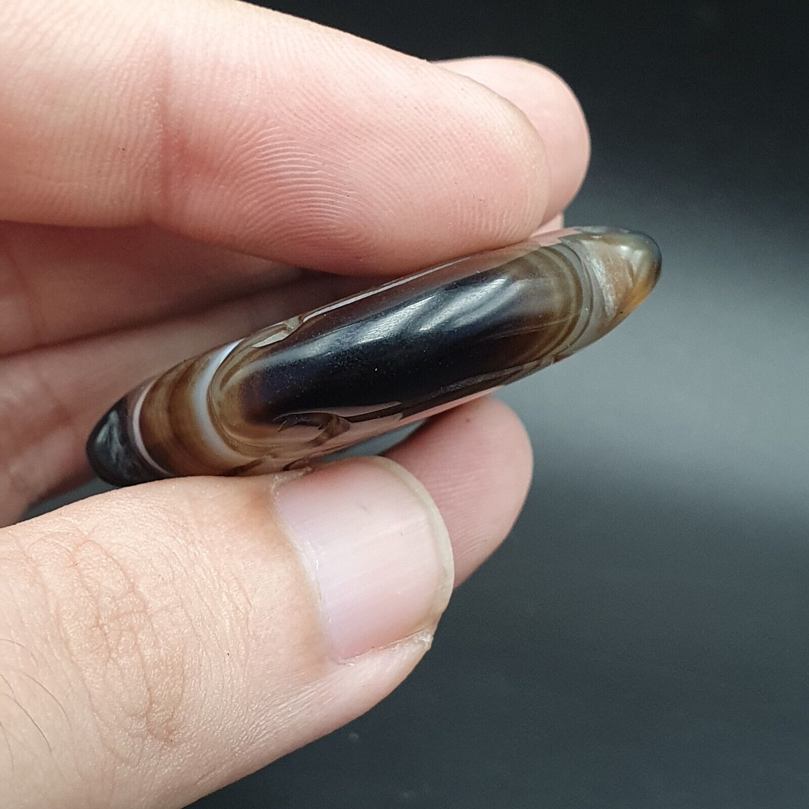 Vintage Himalayan Indo Tibetan Suleimani Carving Agate Amulet Bead #121