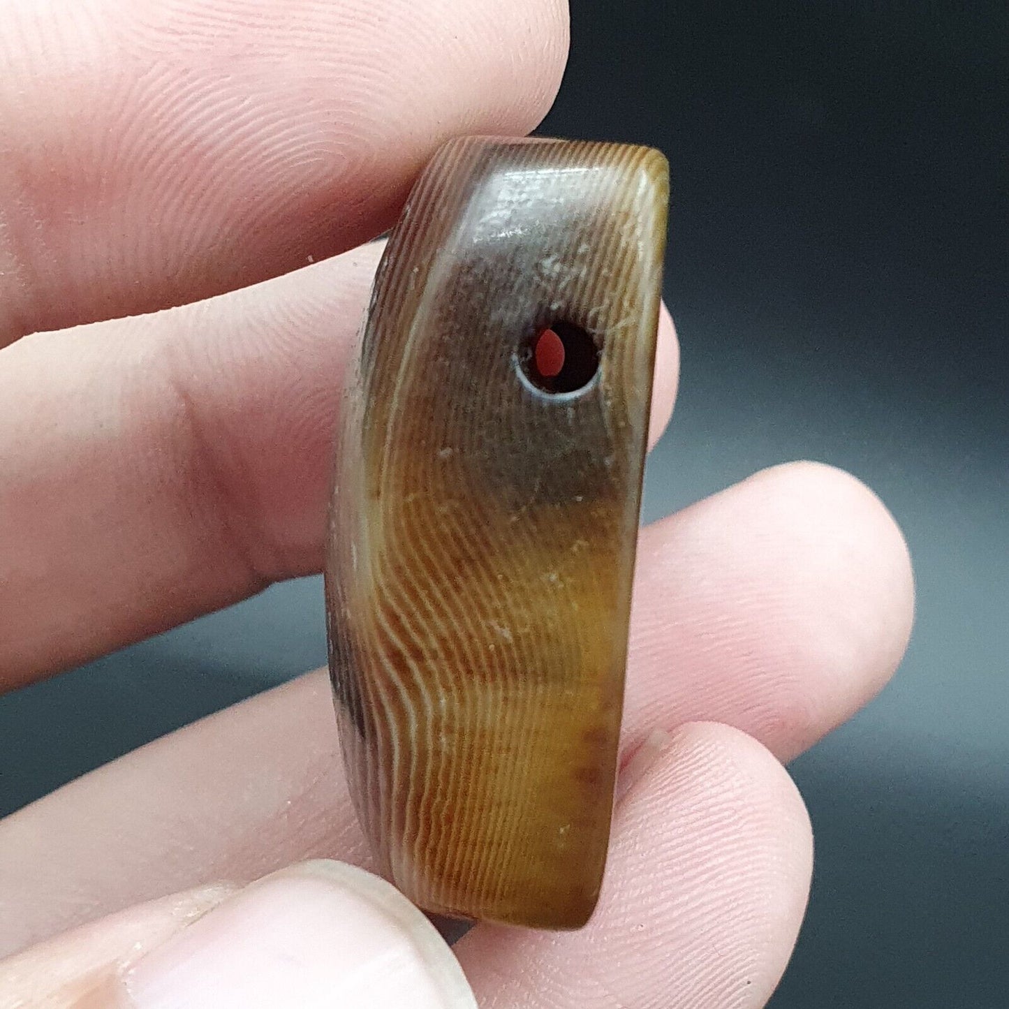 古董喜馬拉雅印度西藏蘇萊曼尼眼瑪瑙護身符珠 #125