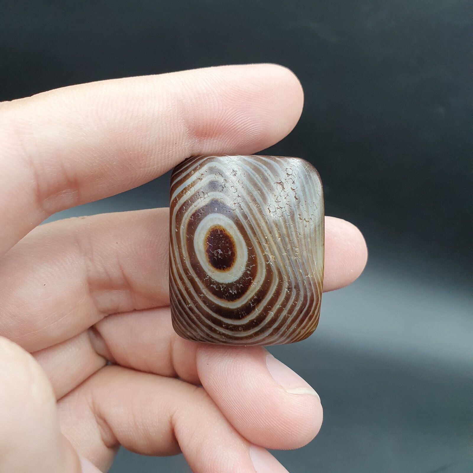 Antique Himalayan Indo Tibetan Suleimani Eye Agate Amulet Bead #125