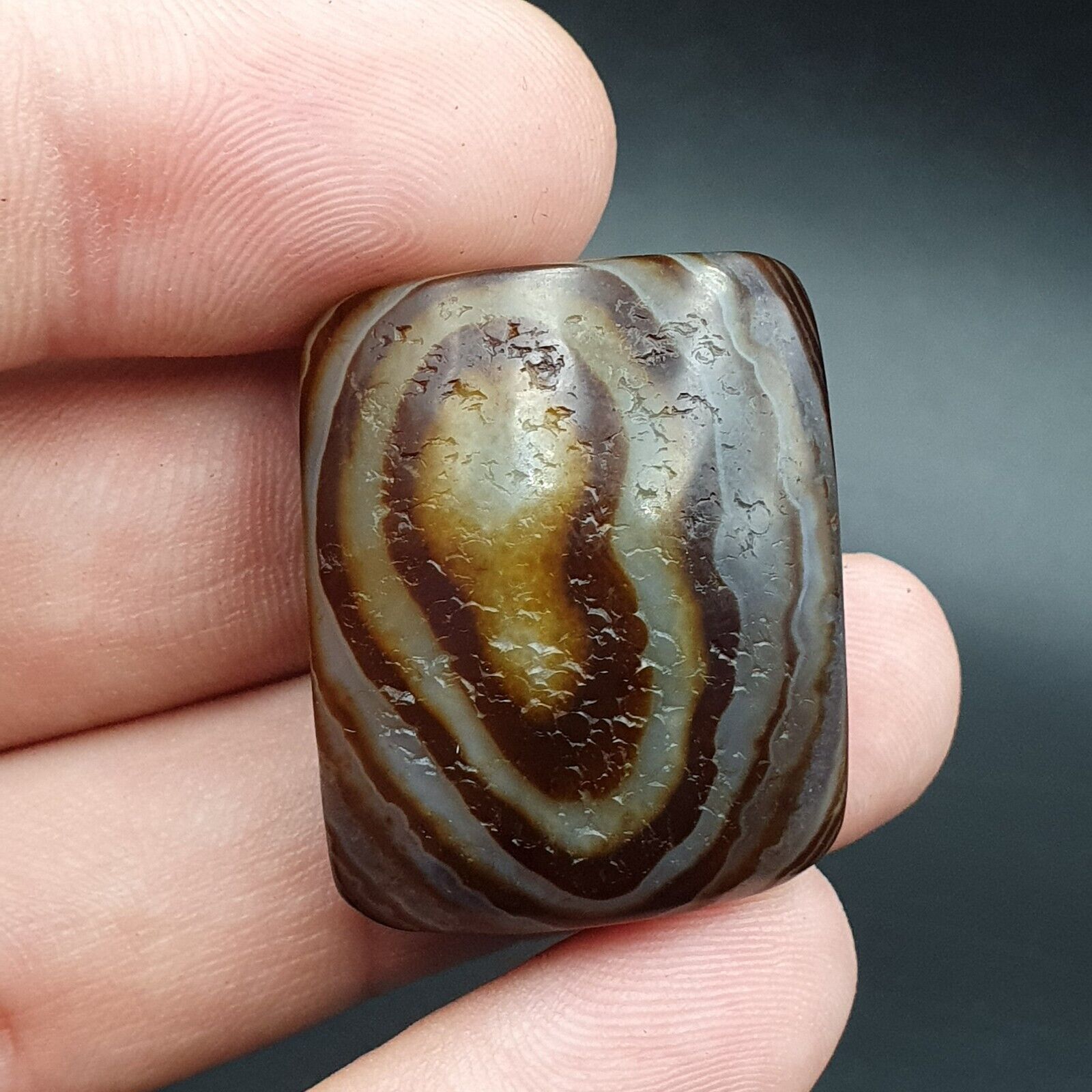 Antique Himalayan Indo Tibetan Suleimani Eye Agate Amulet Bead #124