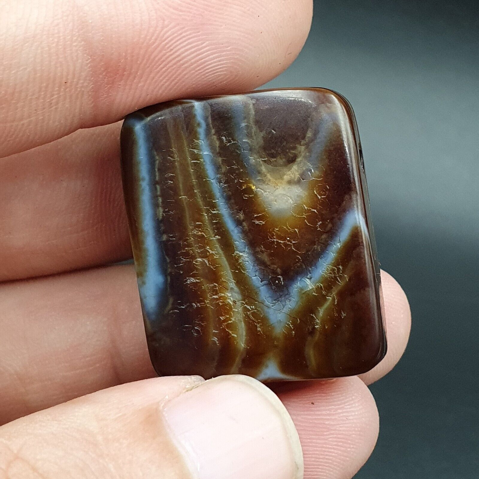 Antique Himalayan Indo Tibetan Suleimani Eye Agate Amulet Bead #124