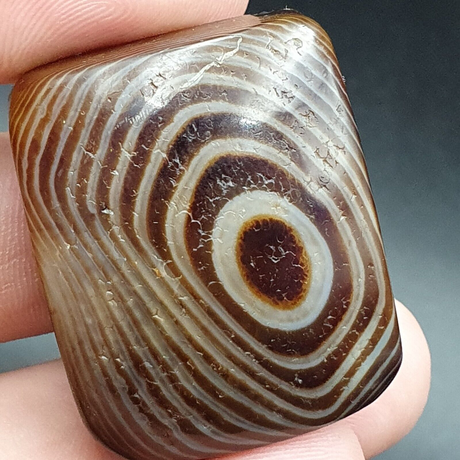 Antique Himalayan Indo Tibetan Suleimani Eye Agate Amulet Bead #125