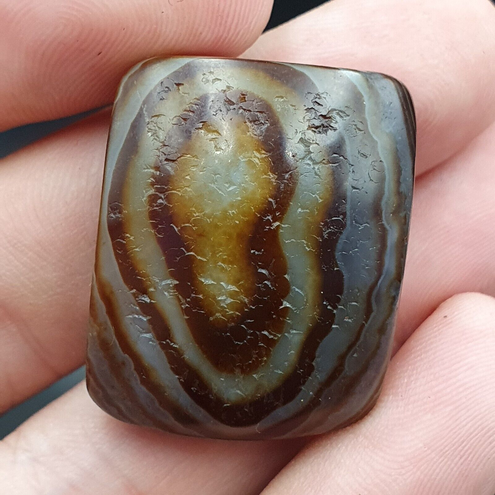 Antique Himalayan Indo Tibetan Suleimani Eye Agate Amulet Bead #124