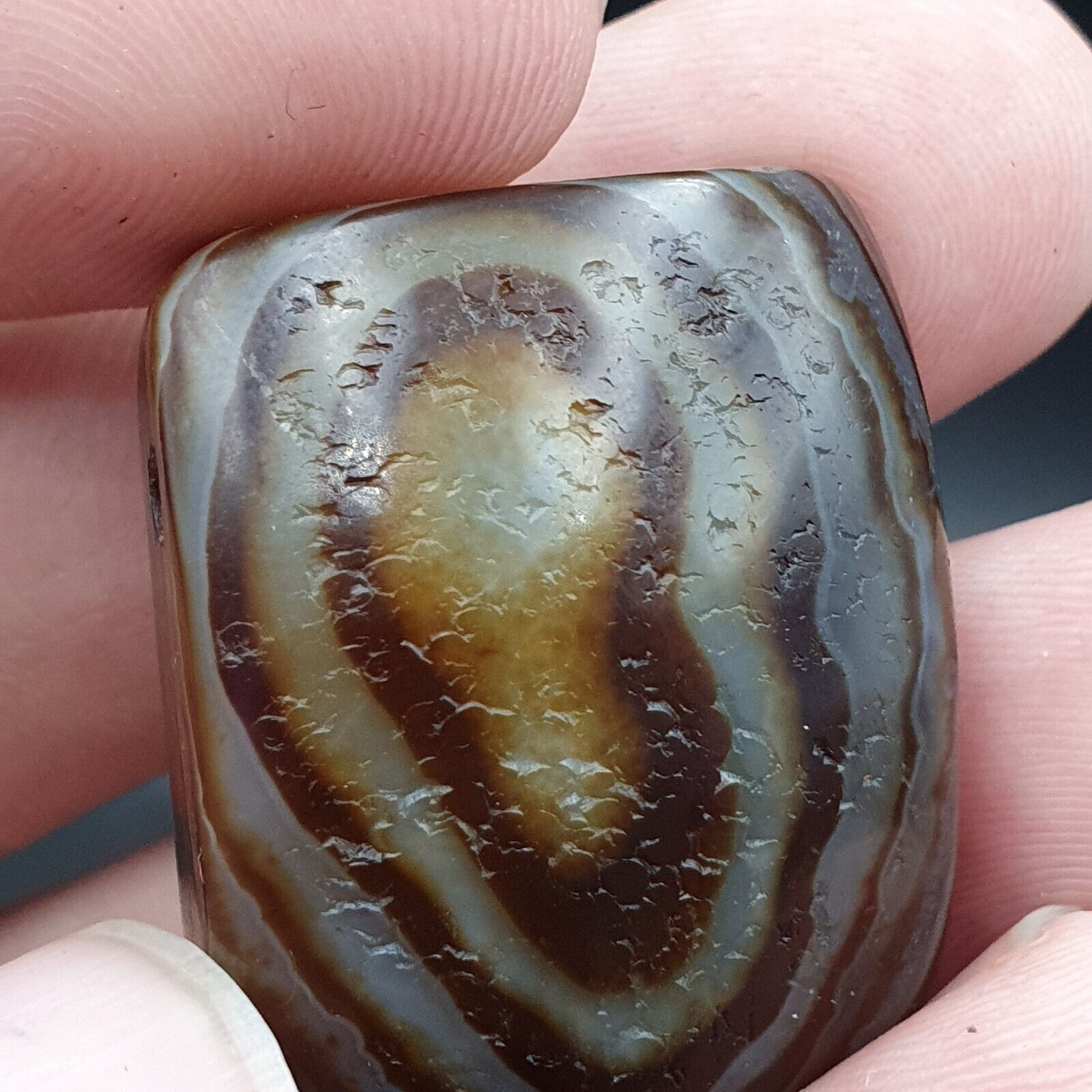 Antique Himalayan Indo Tibetan Suleimani Eye Agate Amulet Bead #124