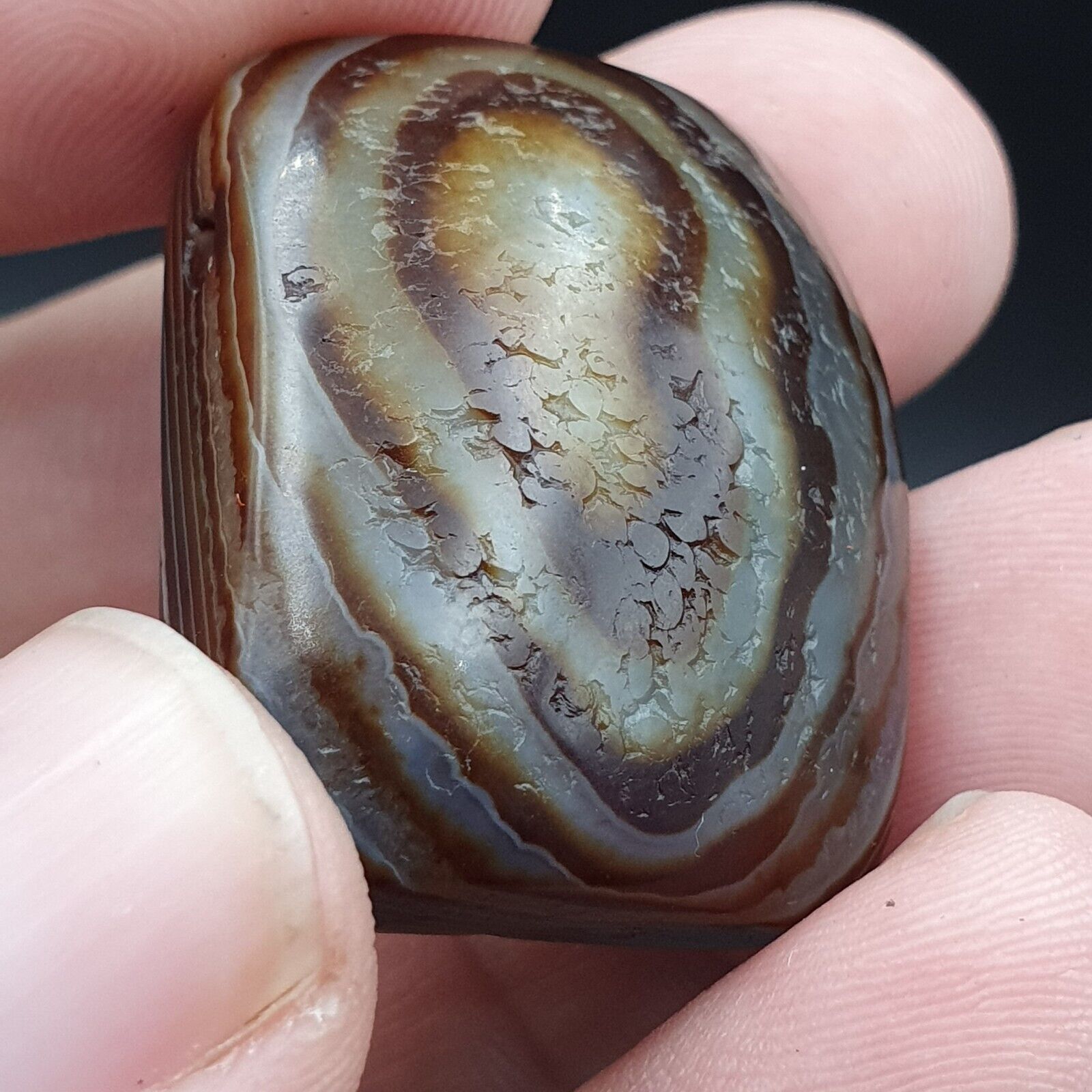 Antique Himalayan Indo Tibetan Suleimani Eye Agate Amulet Bead #124