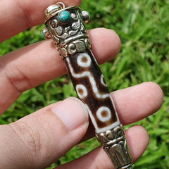 9 Falling Eyes Tibetan Nepalese dzi bead Agate With turquoise gzi pendant