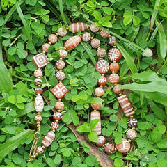 Antique HIMALAYAN Indo Tibetan Central Asian Etched Agate beads Necklace 12ED-A-