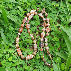 Antique HIMALAYAN Indo Tibetan Central Asian Etched Agate beads Necklace 14ED-A-