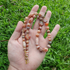 Antique HIMALAYAN Indo Tibetan Central Asian Etched Agate beads Necklace 12ED-A-