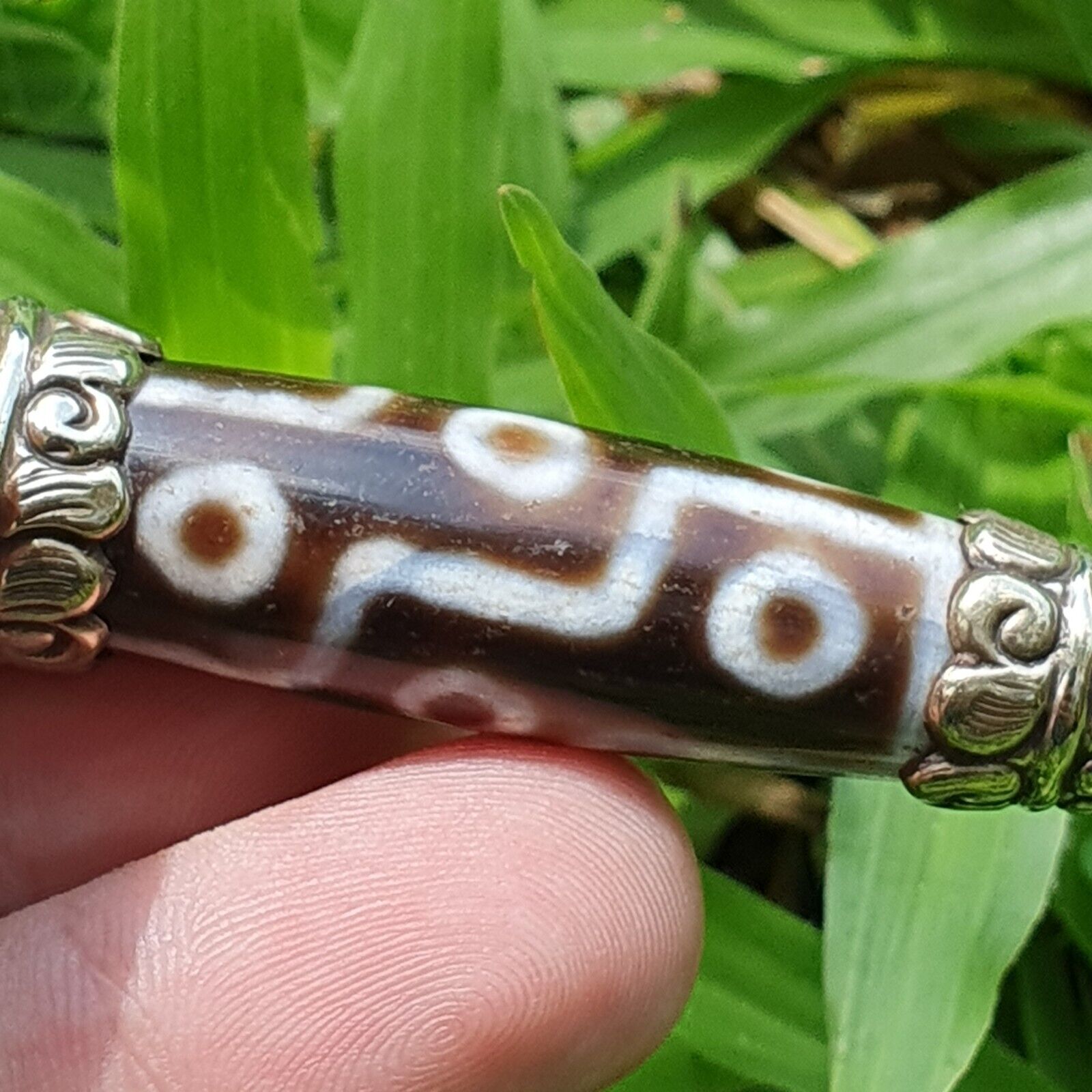 9 Falling Eyes Tibetan Nepalese dzi bead Agate With turquoise gzi pendant