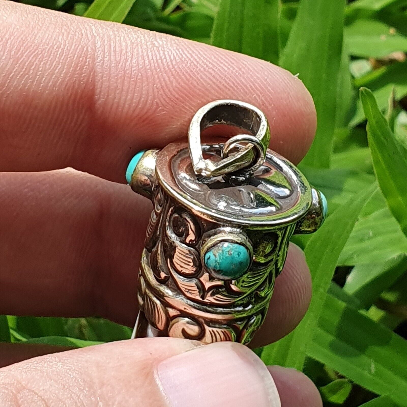 9 Falling Eyes Tibetan Nepalese dzi bead Agate With turquoise gzi pendant
