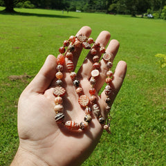 Antique HIMALAYAN Indo Tibetan Central Asian Etched Agate beads Necklace 13ED-A-