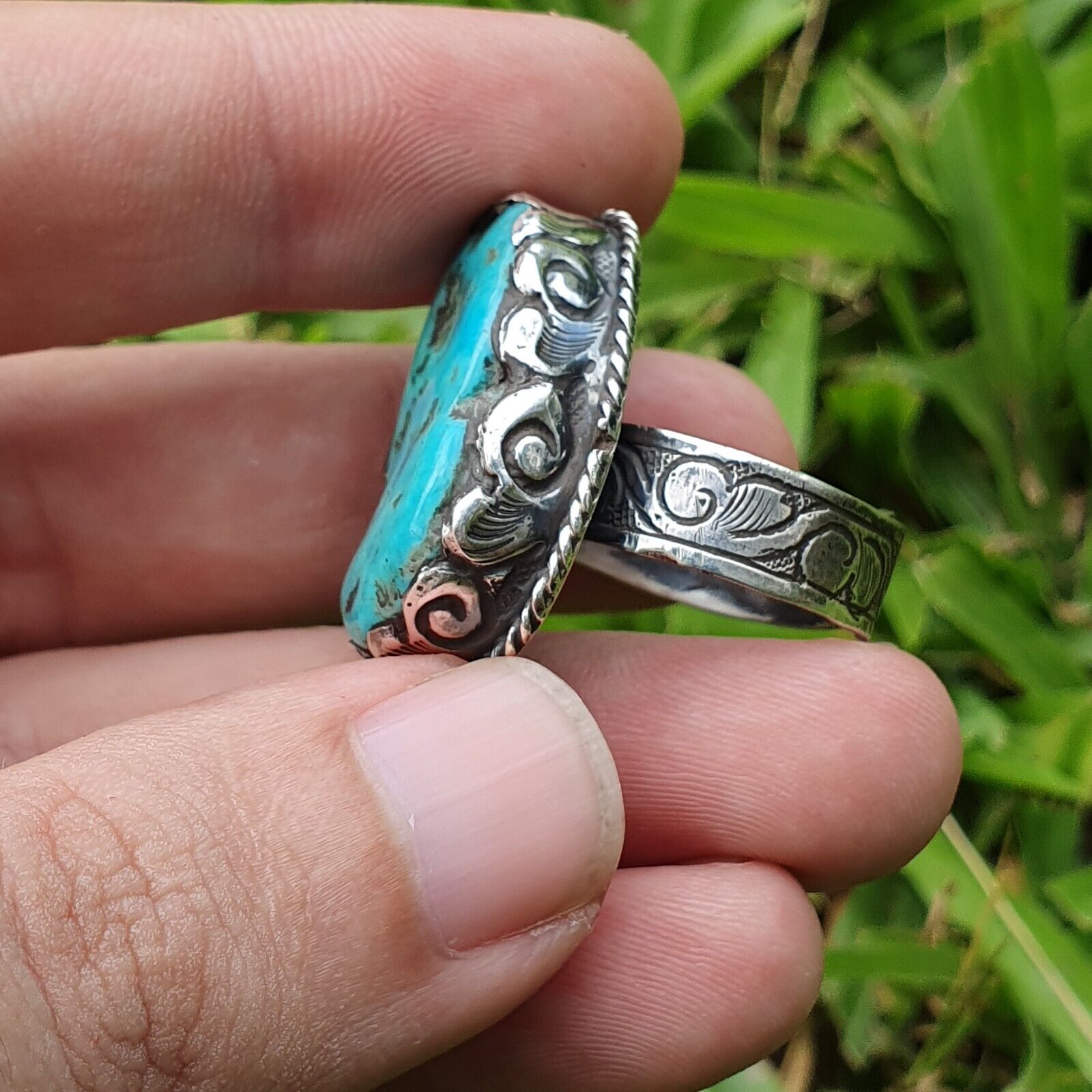 Big Men natural gemstone jewelry SILVER Ring