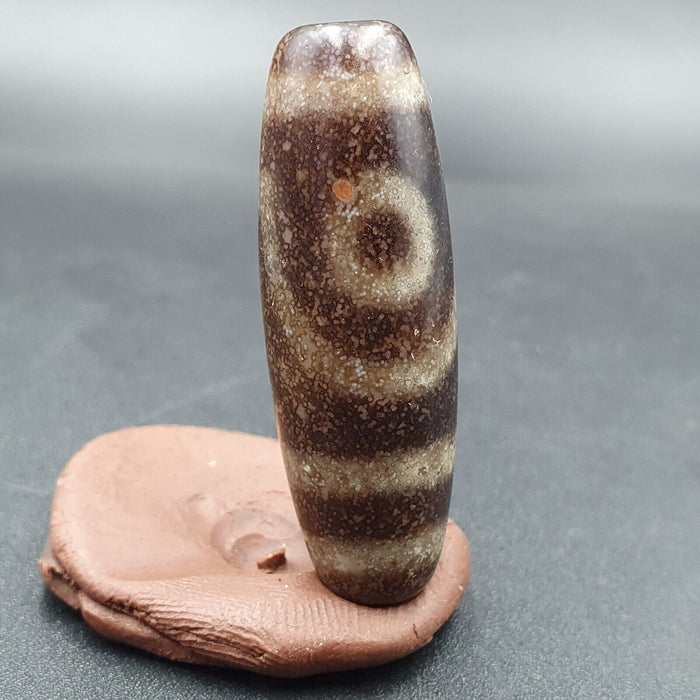 B#5 Antique Tibetan Old Agate 2 Eye Dzi Amulet Bead