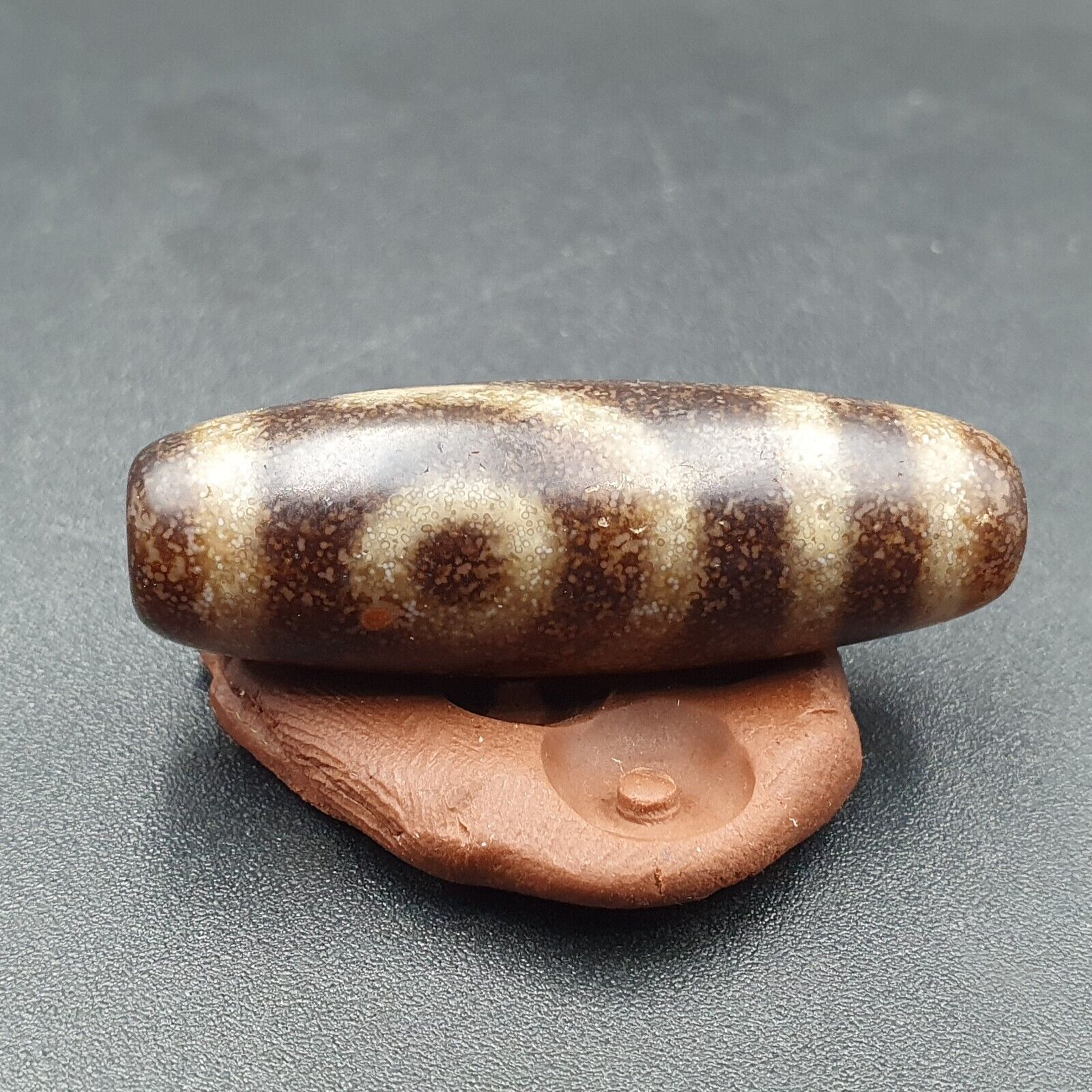 B#5 Antique Tibetan Old Agate 2 eye Dzi Amulet Bead
