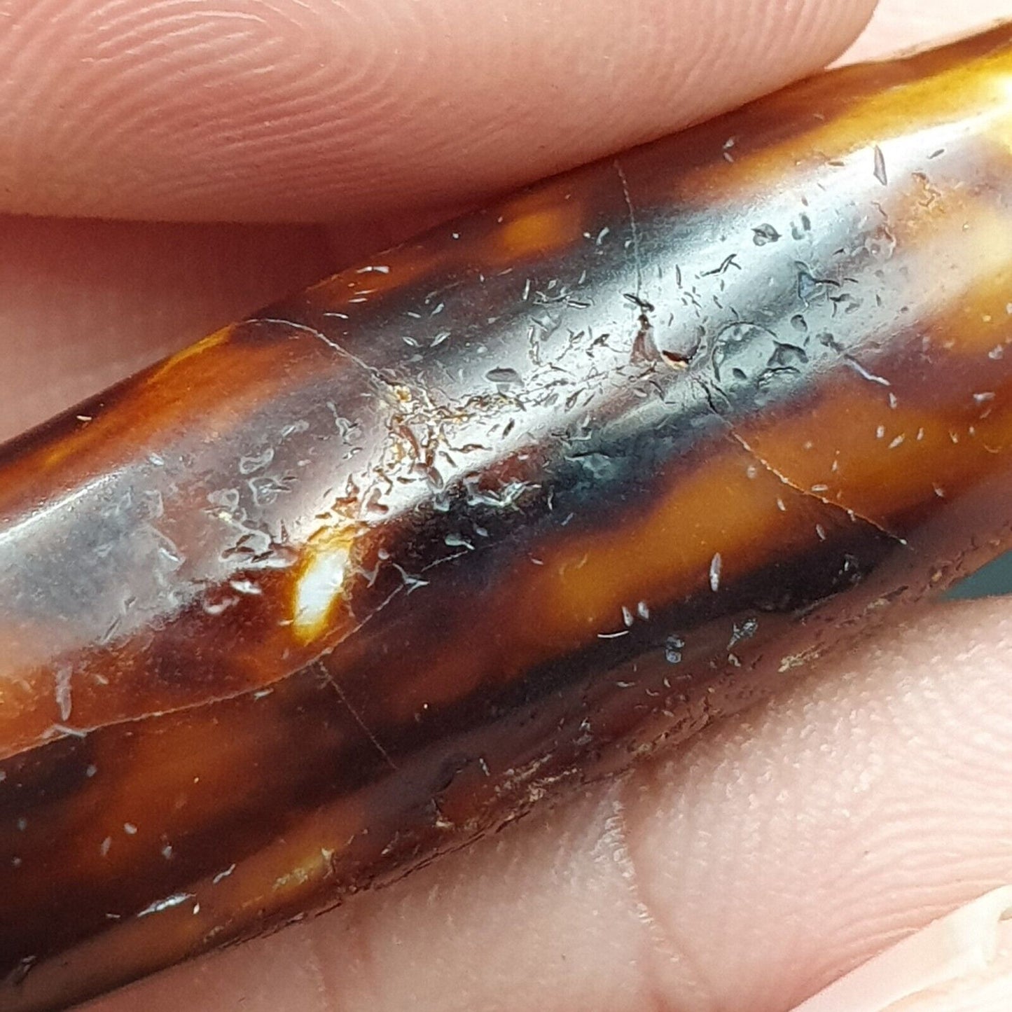 B#7Antike tibetische alte Achat-2-Augen-Dzi-Amulettperle