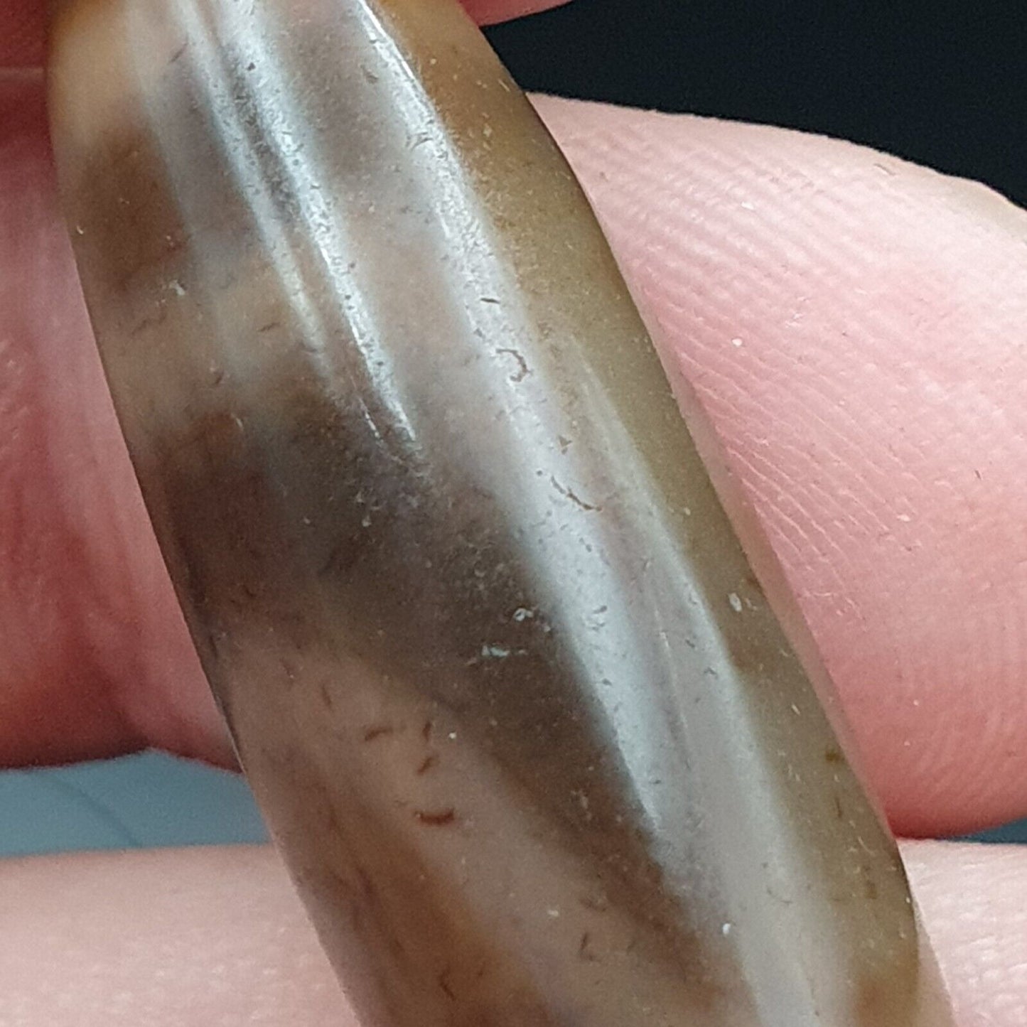 B#6 Antike tibetische alte Achat 2-Augen-Dzi-Amulettperle