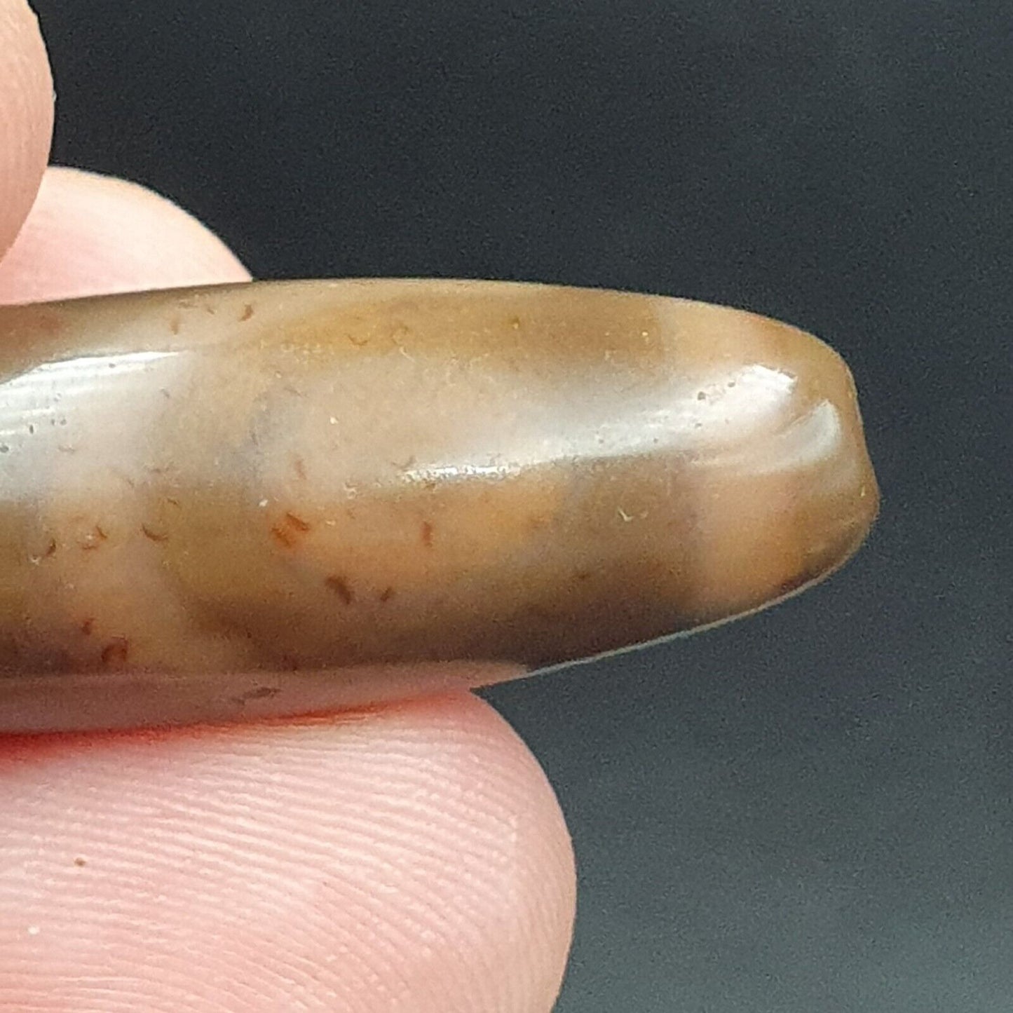 B#6 Antike tibetische alte Achat 2-Augen-Dzi-Amulettperle