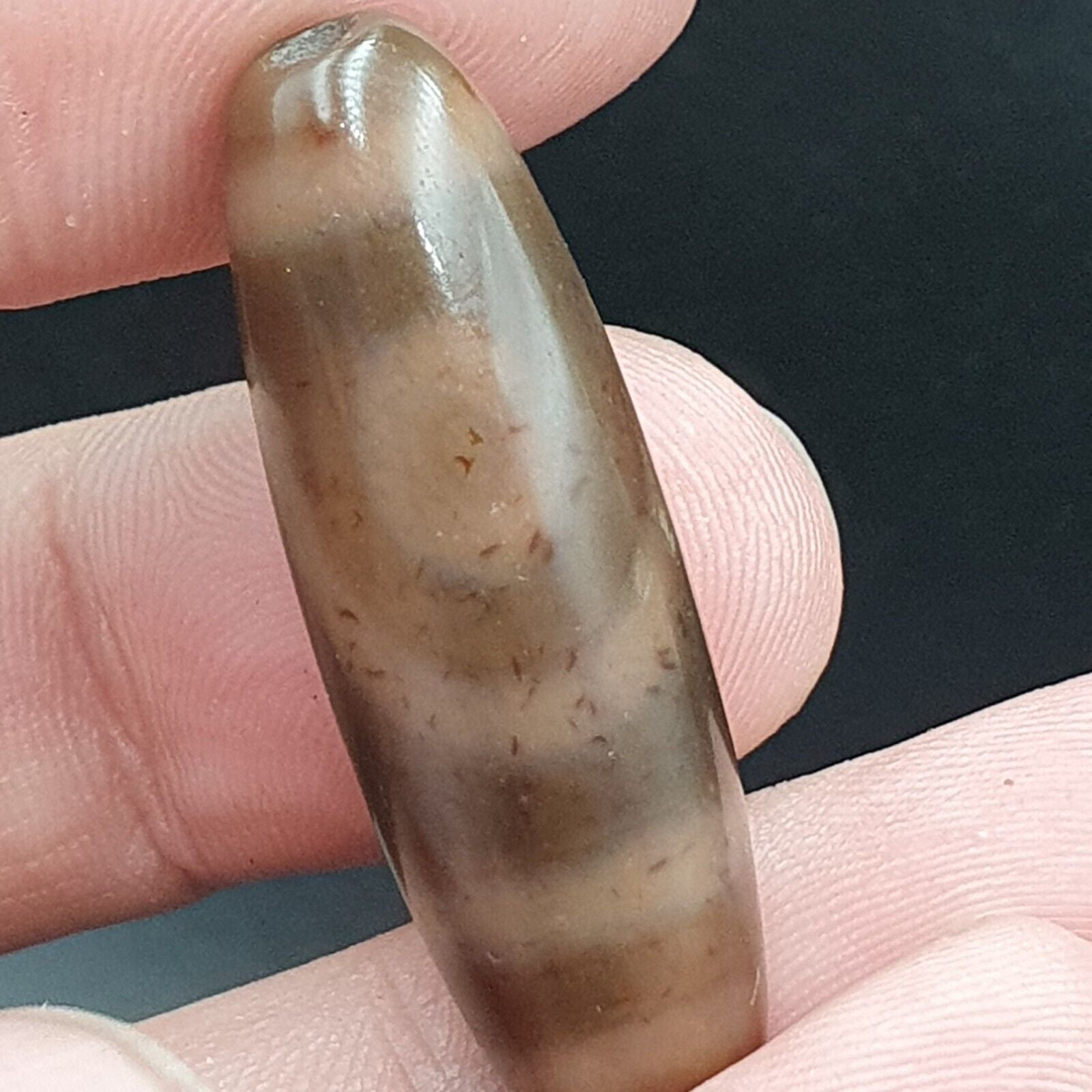 B#6 Antique Tibetan Old Agate 2 eye Dzi Amulet Bead