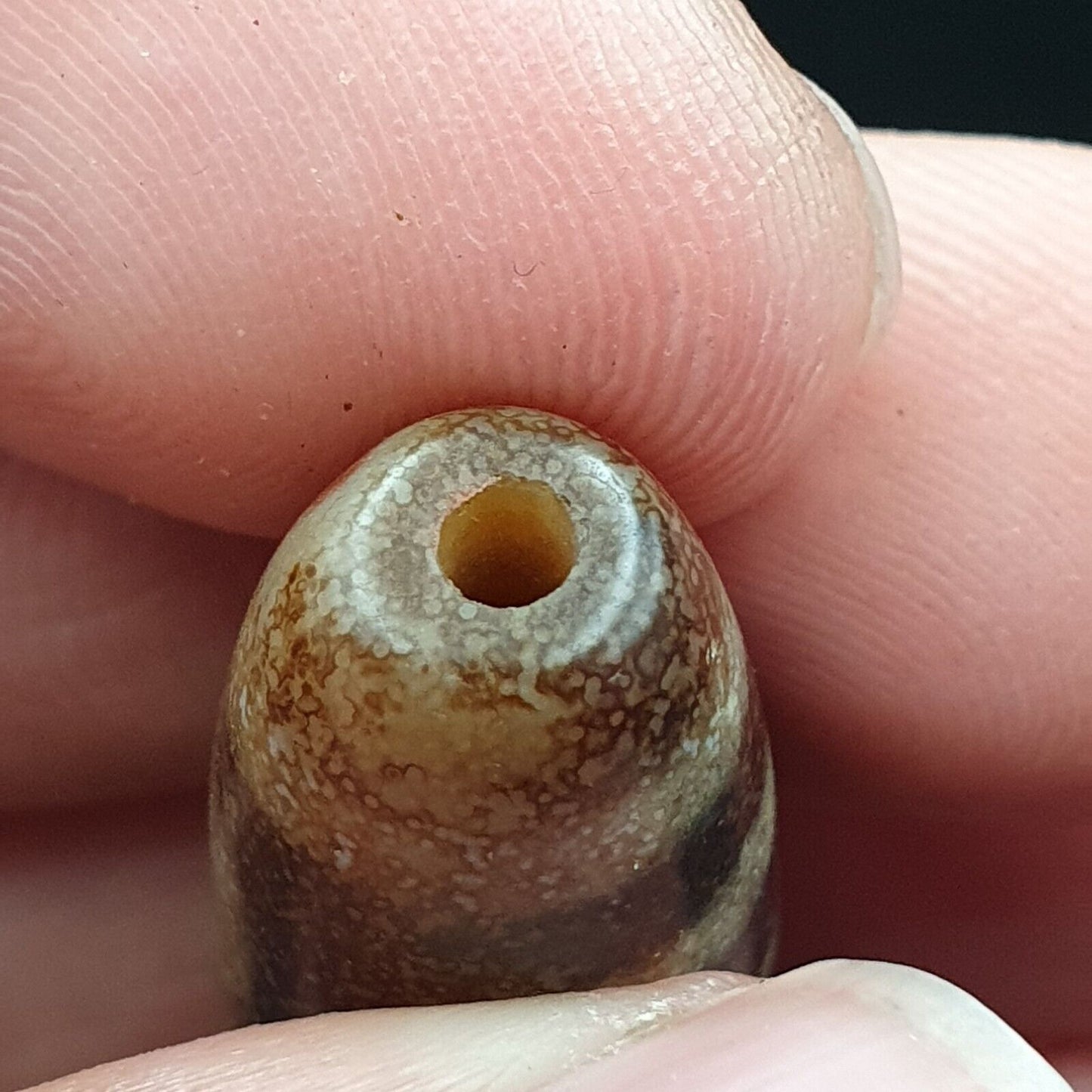 B#5 Antike tibetische alte Achat 2-Augen-Dzi-Amulettperle