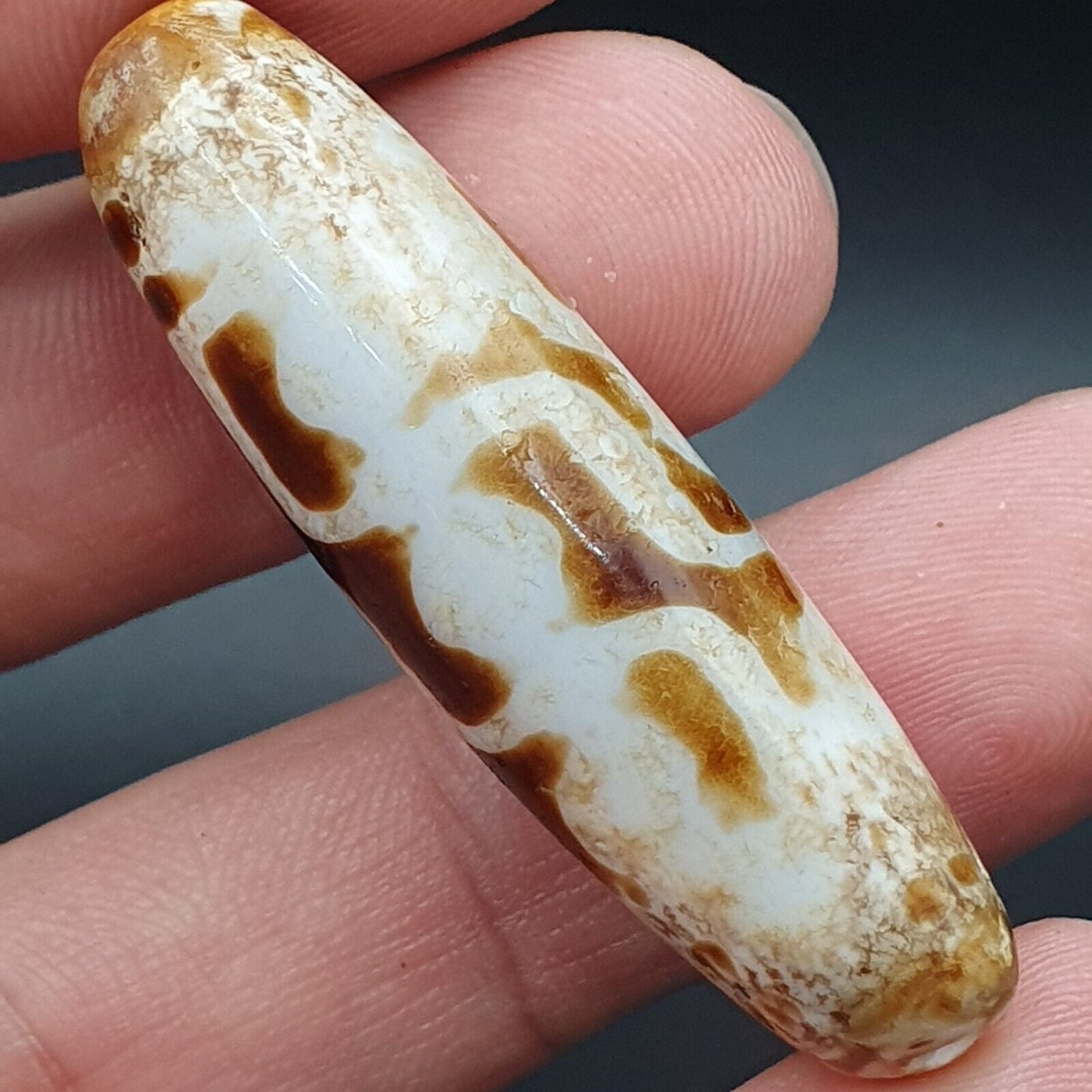 B#8 Antike tibetische alte Achat-Dzi-Amulett-Perle