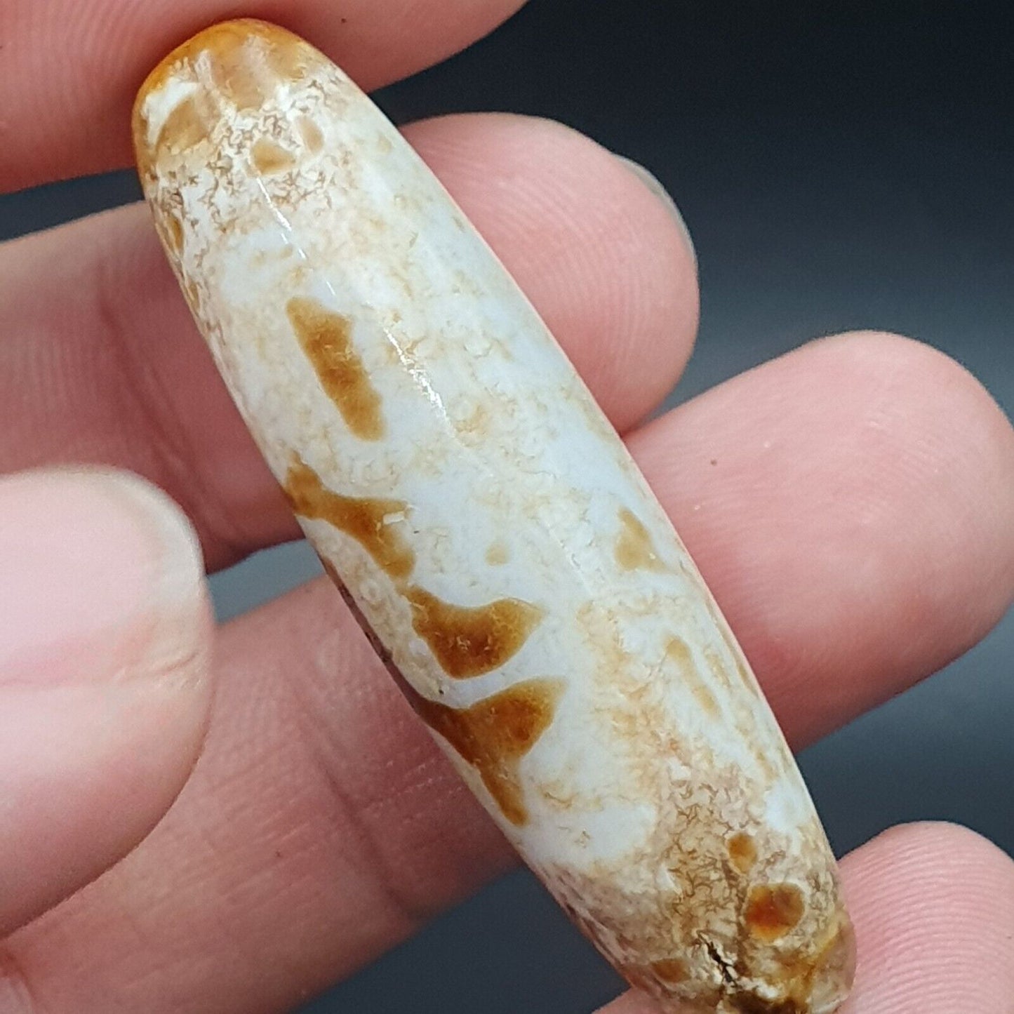 B#8 Antike tibetische alte Achat-Dzi-Amulett-Perle