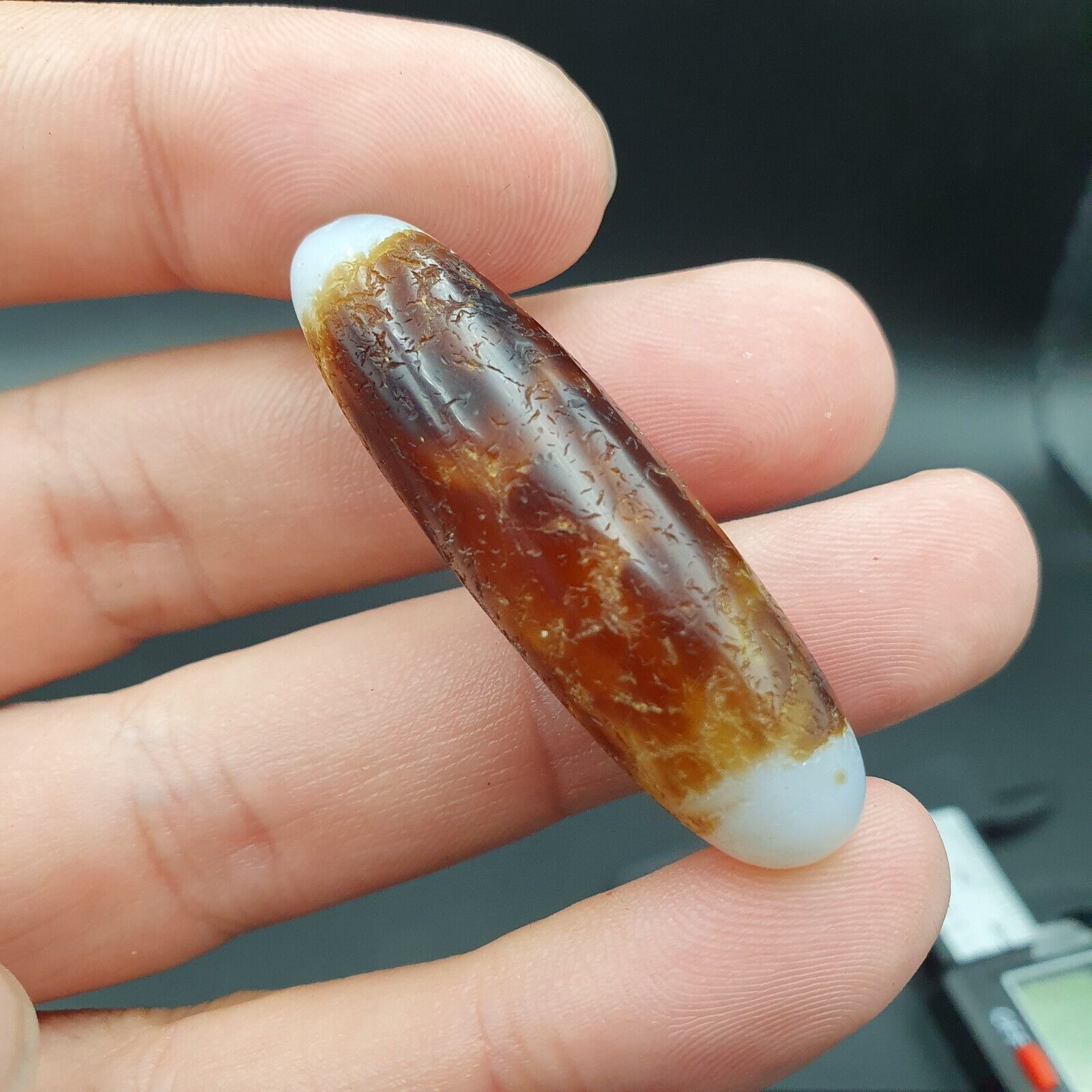 B#9 Antique Tibetan Old Agate Dzi Amulet Bead