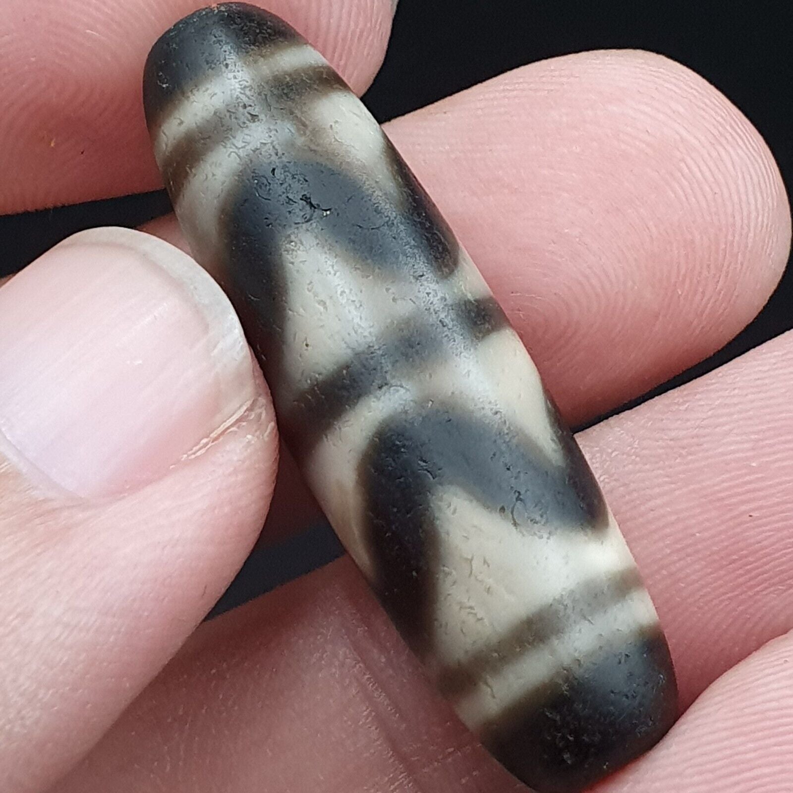 B#2 Antique Tibetan Old Agate Powerful Dzi Amulet Bead