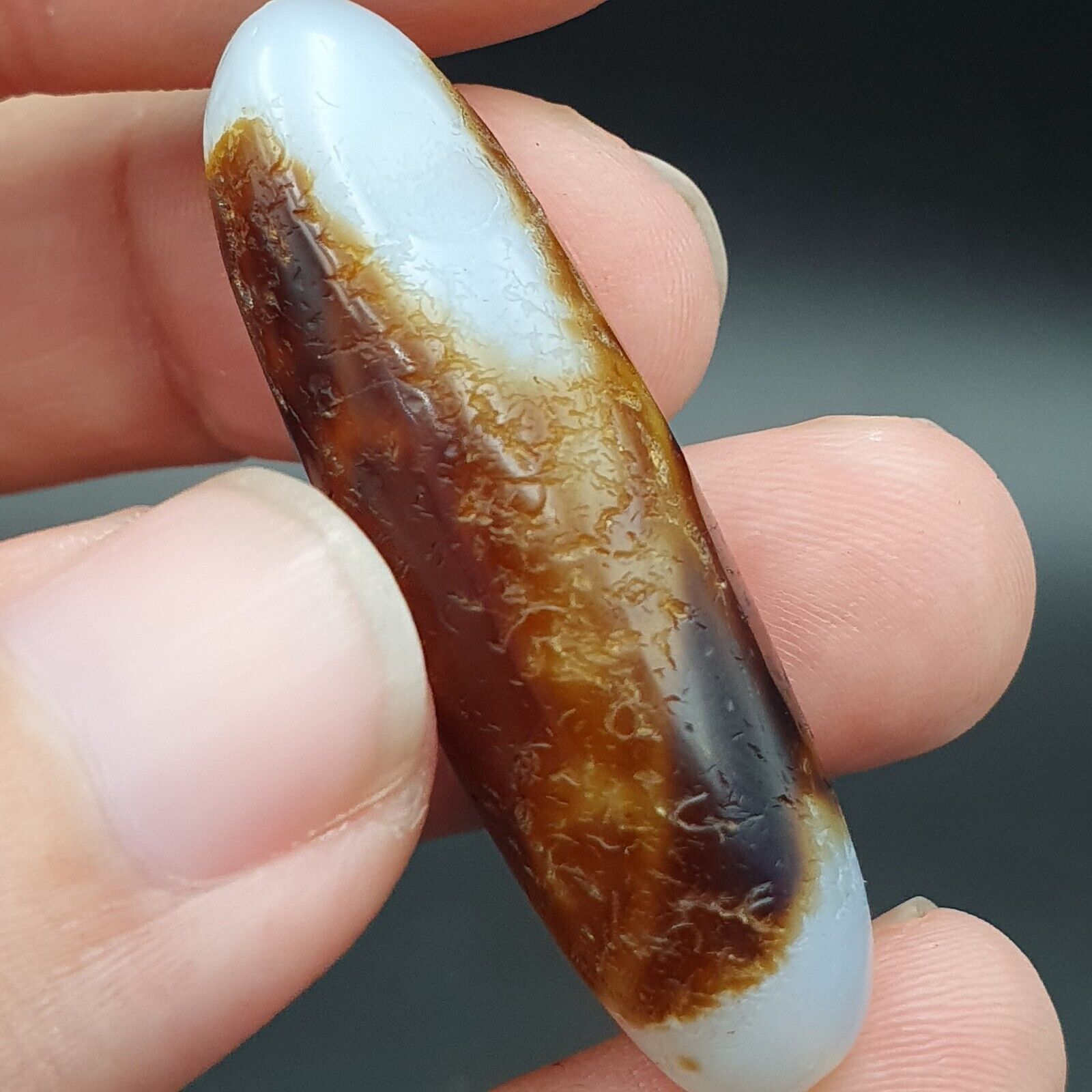 B#9 Antique Tibetan Old Agate Dzi Amulet Bead
