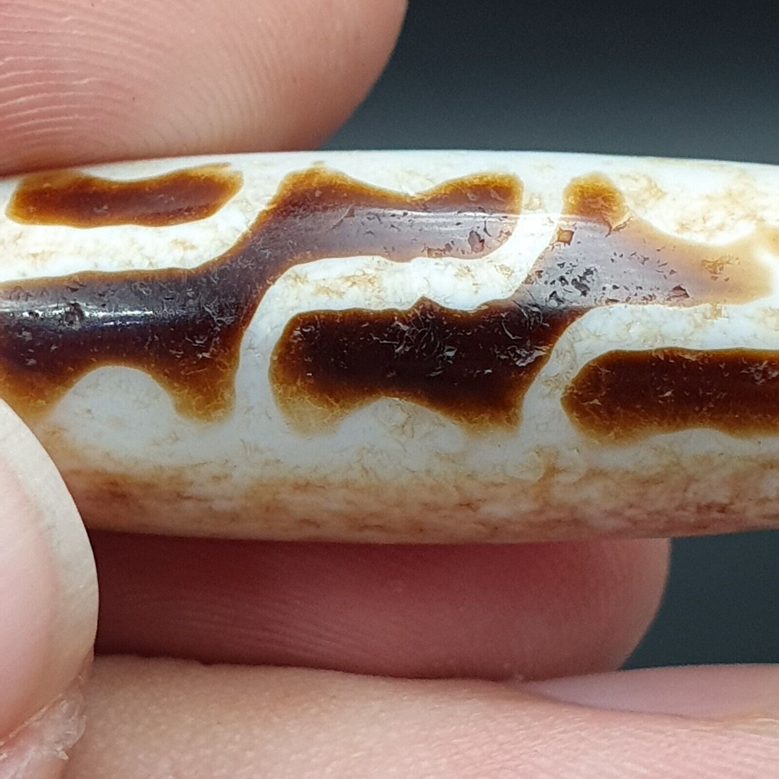 B#8 Antique Tibetan Old Agate Dzi Amulet Bead