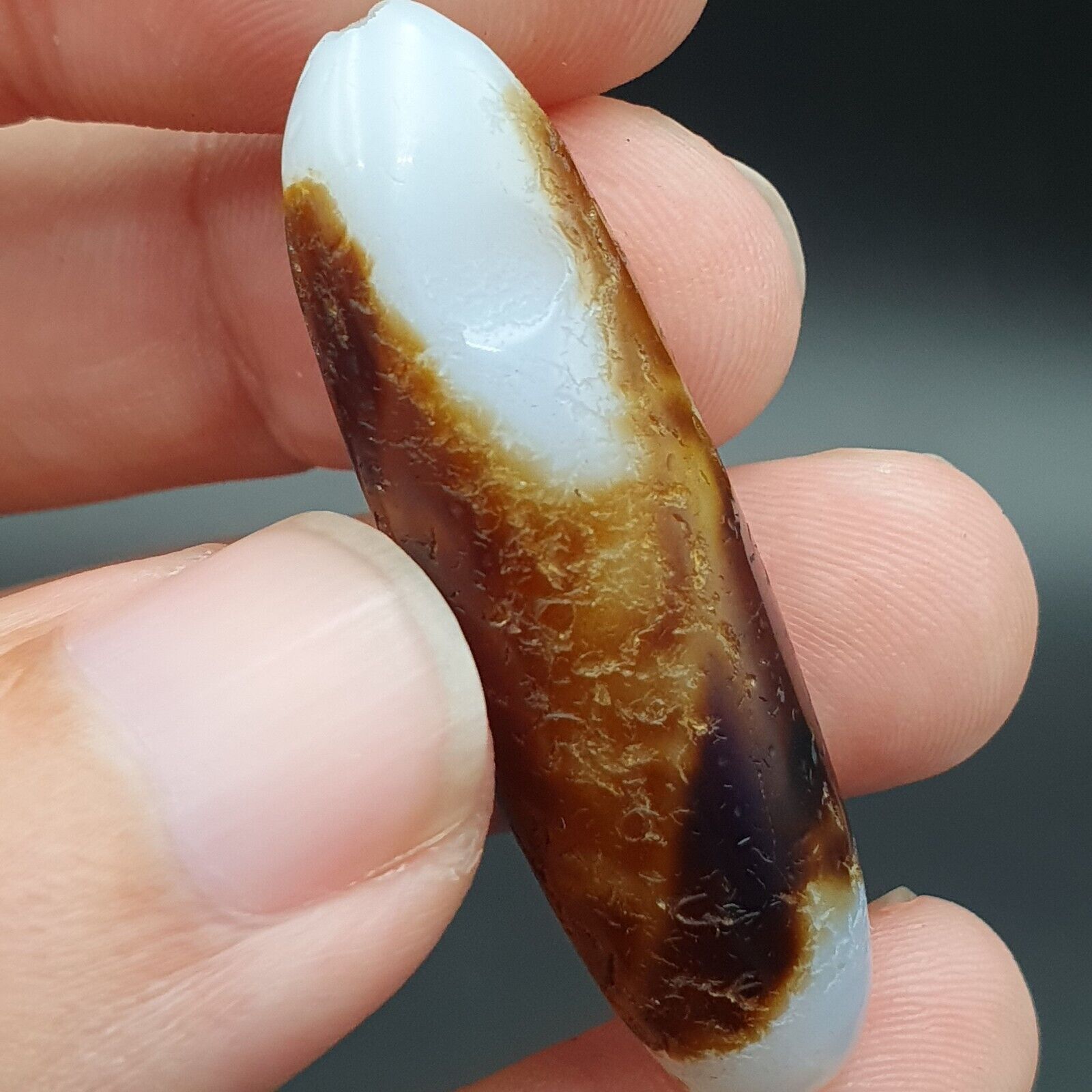 B#9 Antique Tibetan Old Agate Dzi Amulet Bead