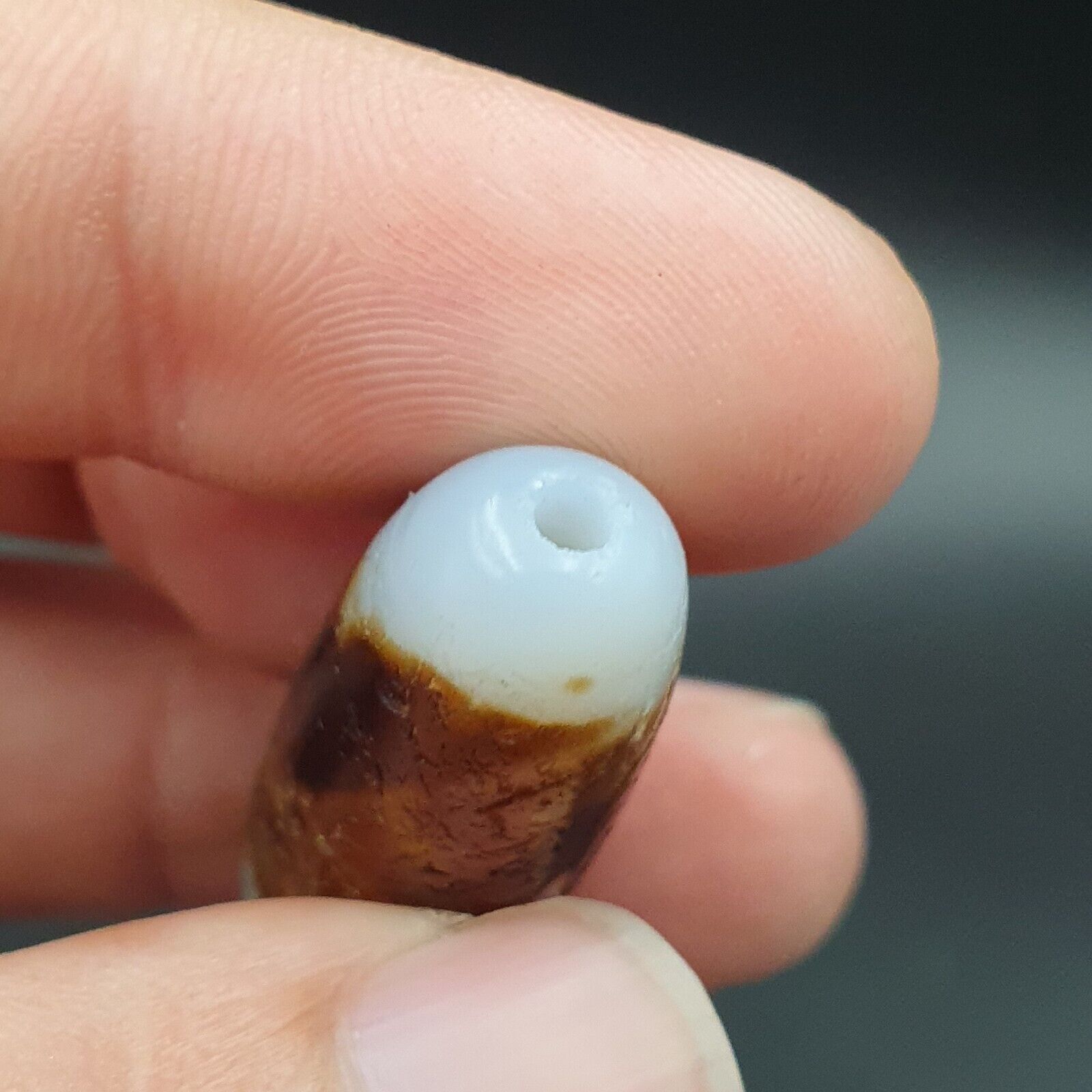B#9 Antique Tibetan Old Agate Dzi Amulet Bead
