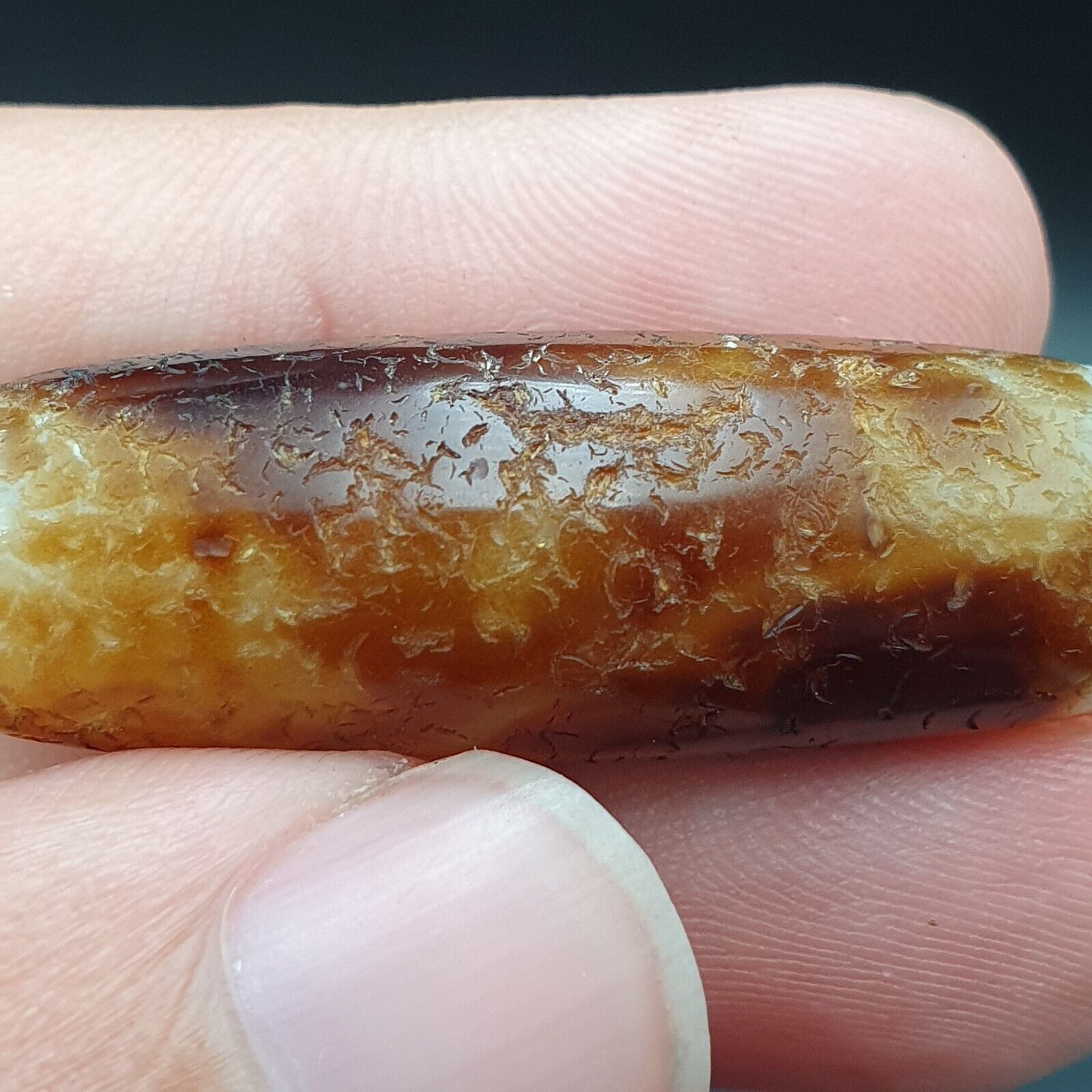 B#9 Antique Tibetan Old Agate Dzi Amulet Bead