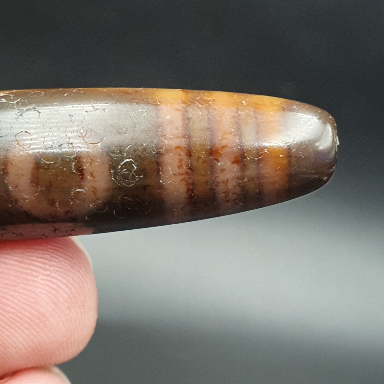 Antique Tibetan Old Agate Pure 5 Eye Powerful Dzi Amulet Bead