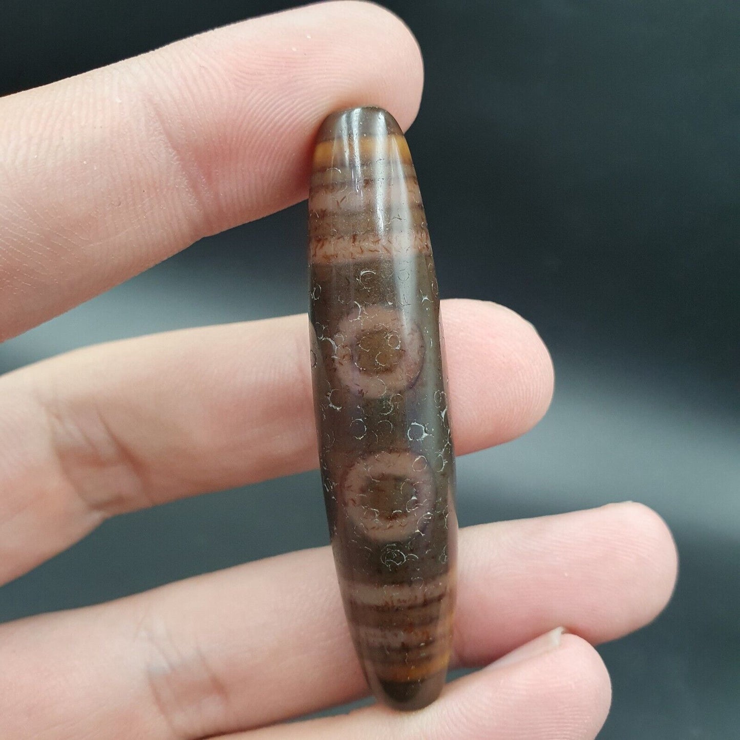 古董西藏老瑪瑙純五眼強力天珠護身符