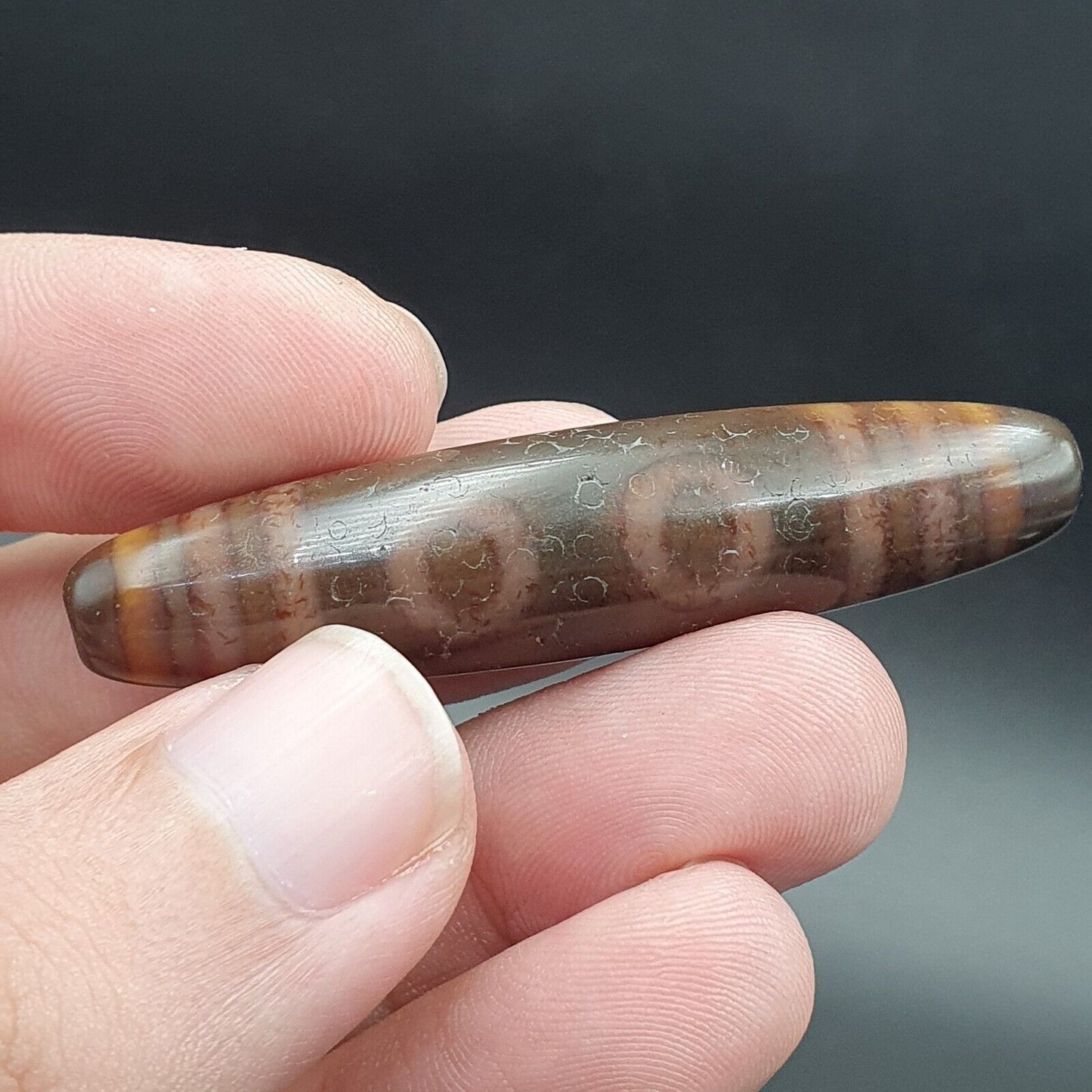 古董西藏老瑪瑙純五眼強力天珠護身符