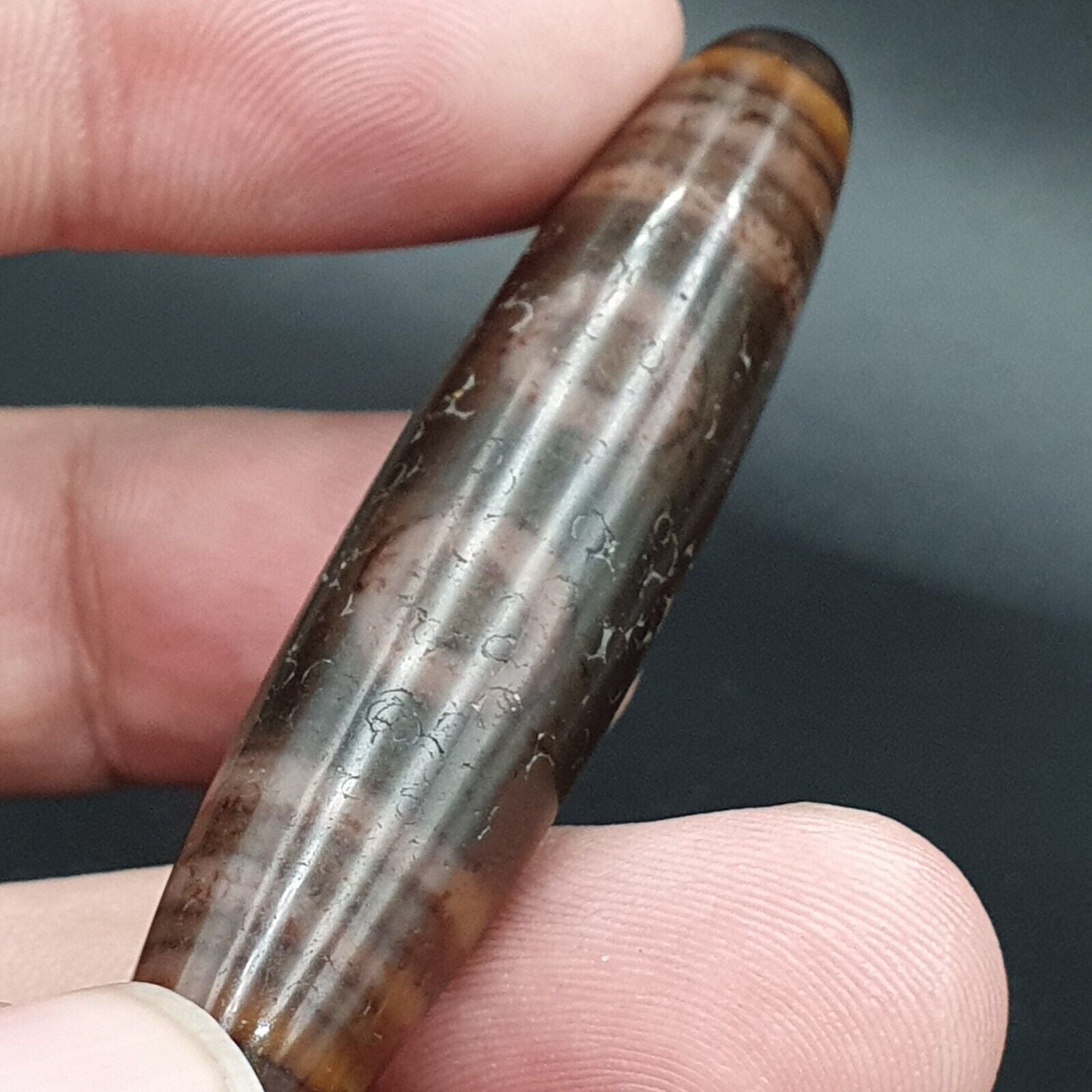Antique Tibetan Old Agate Pure 5 Eye Powerful Dzi Amulet Bead