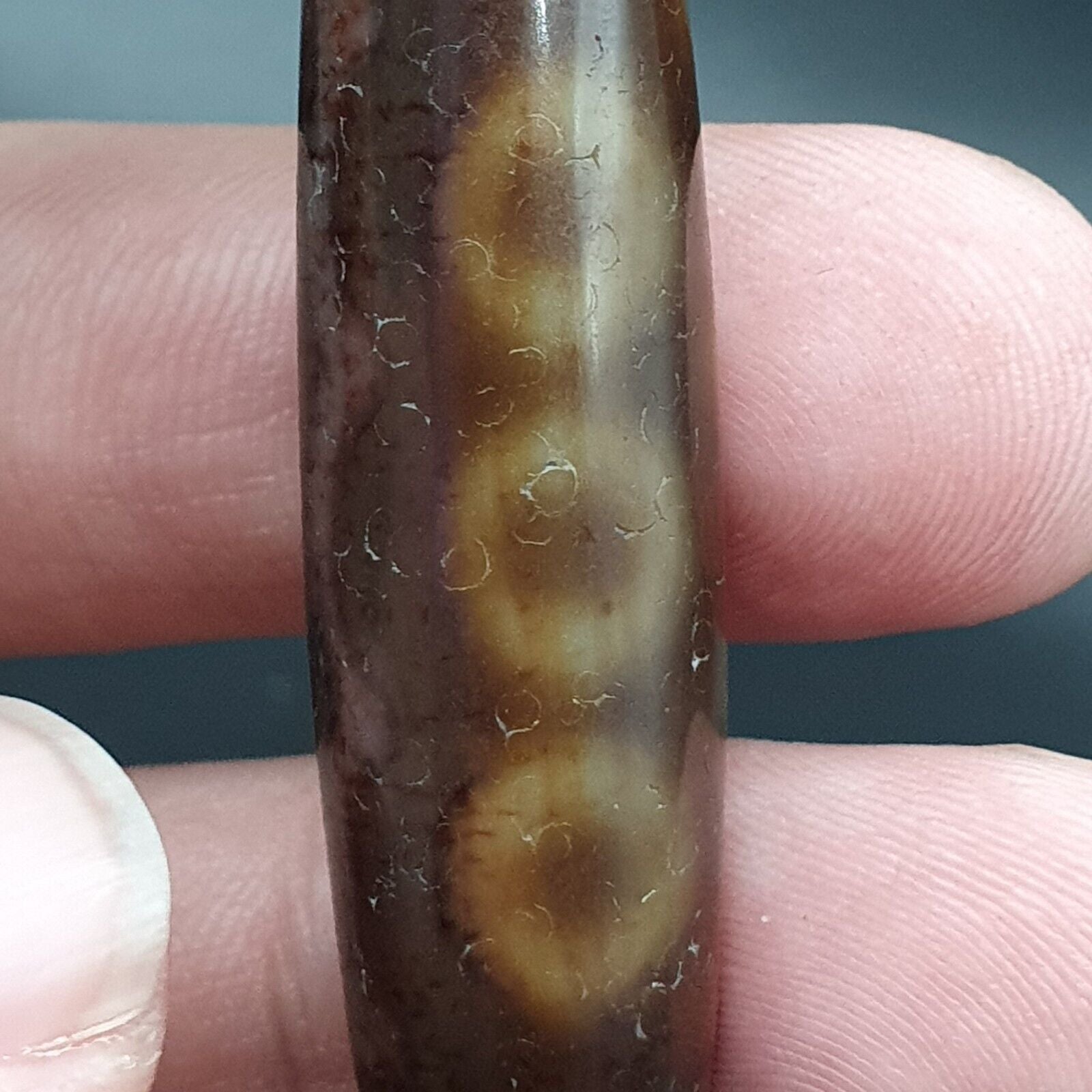 Antique Tibetan Old Agate Pure 5 Eye Powerful Dzi Amulet Bead