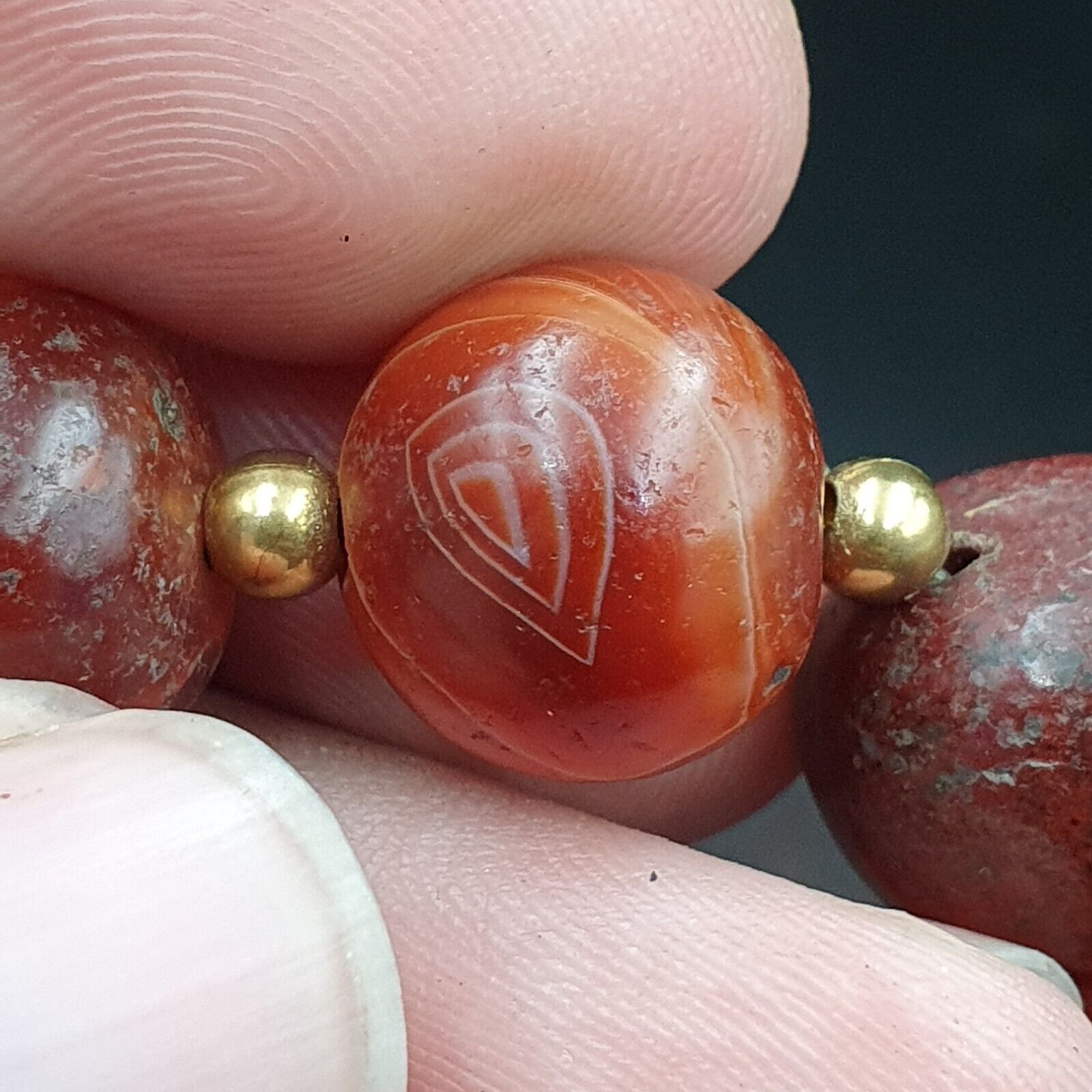 Antique Old Himalayan Indo Tibetan Carnelian Agate Beads Necklace NL-8