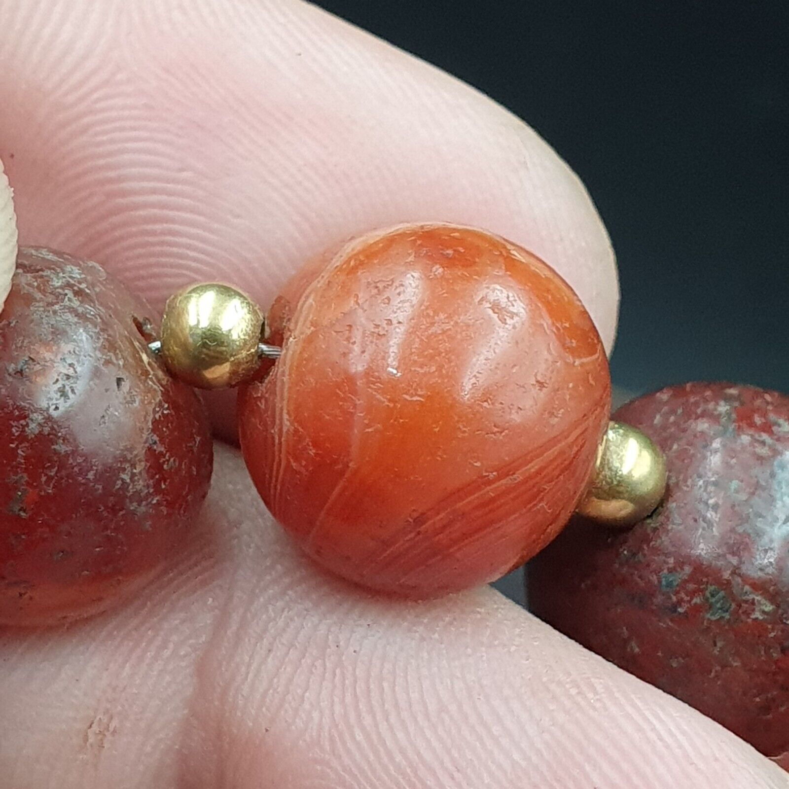 Antique Old Himalayan Indo Tibetan Carnelian Agate Beads Necklace NL-8