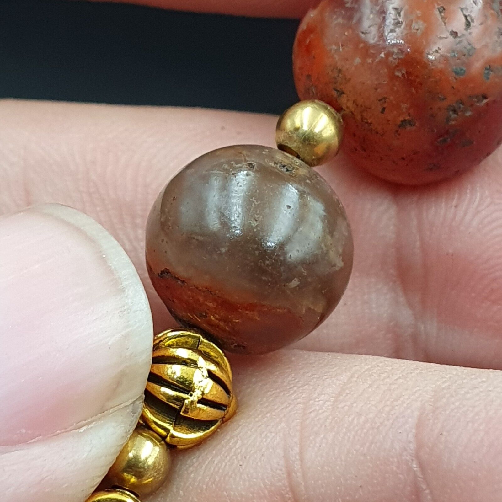 Antique Old Himalayan Indo Tibetan Carnelian Agate Beads Necklace NL-8