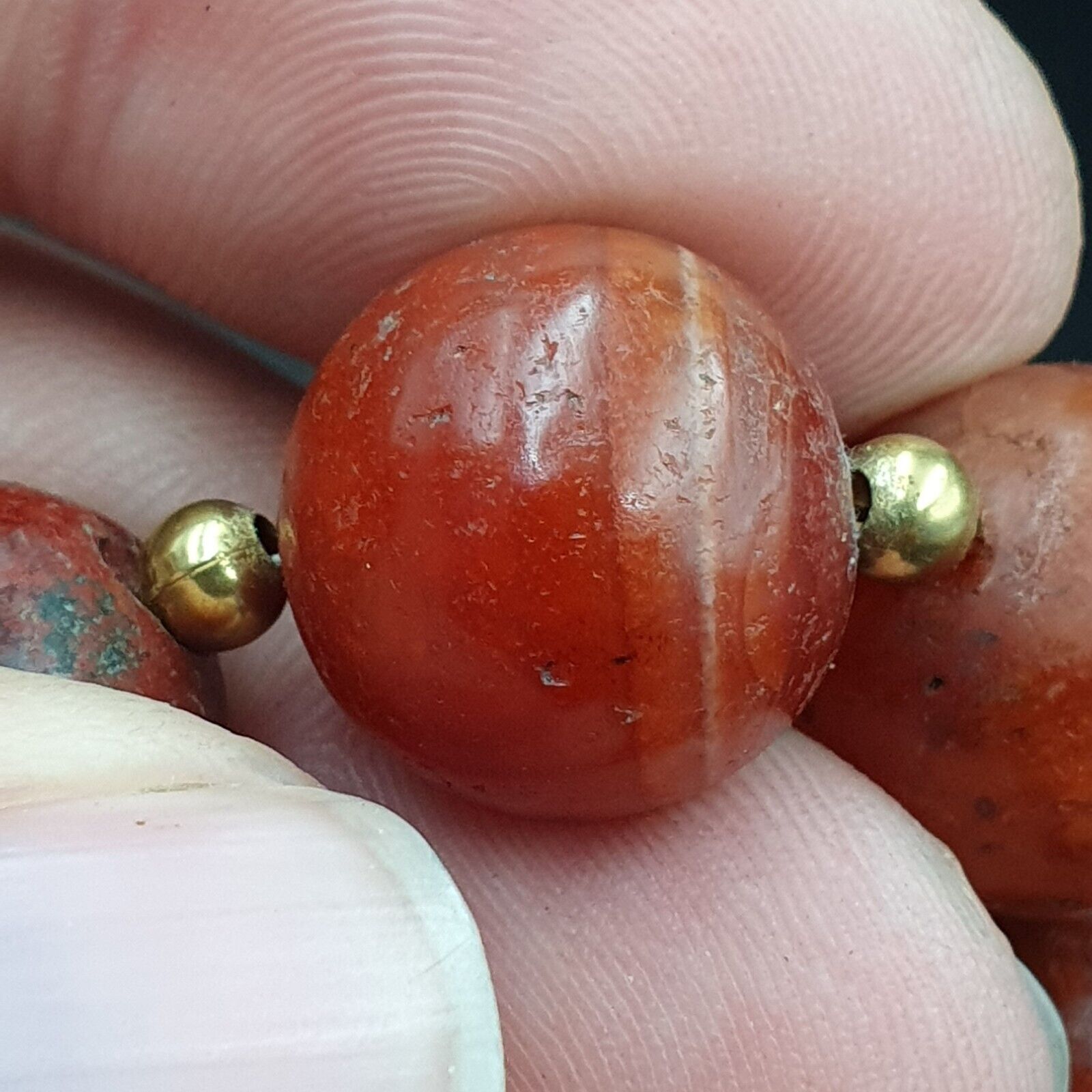 Antique Old Himalayan Indo Tibetan Carnelian Agate Beads Necklace NL-8