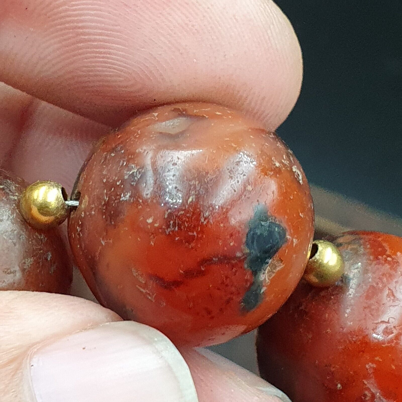 Antique Old Himalayan Indo Tibetan Carnelian Agate Beads Necklace NL-8