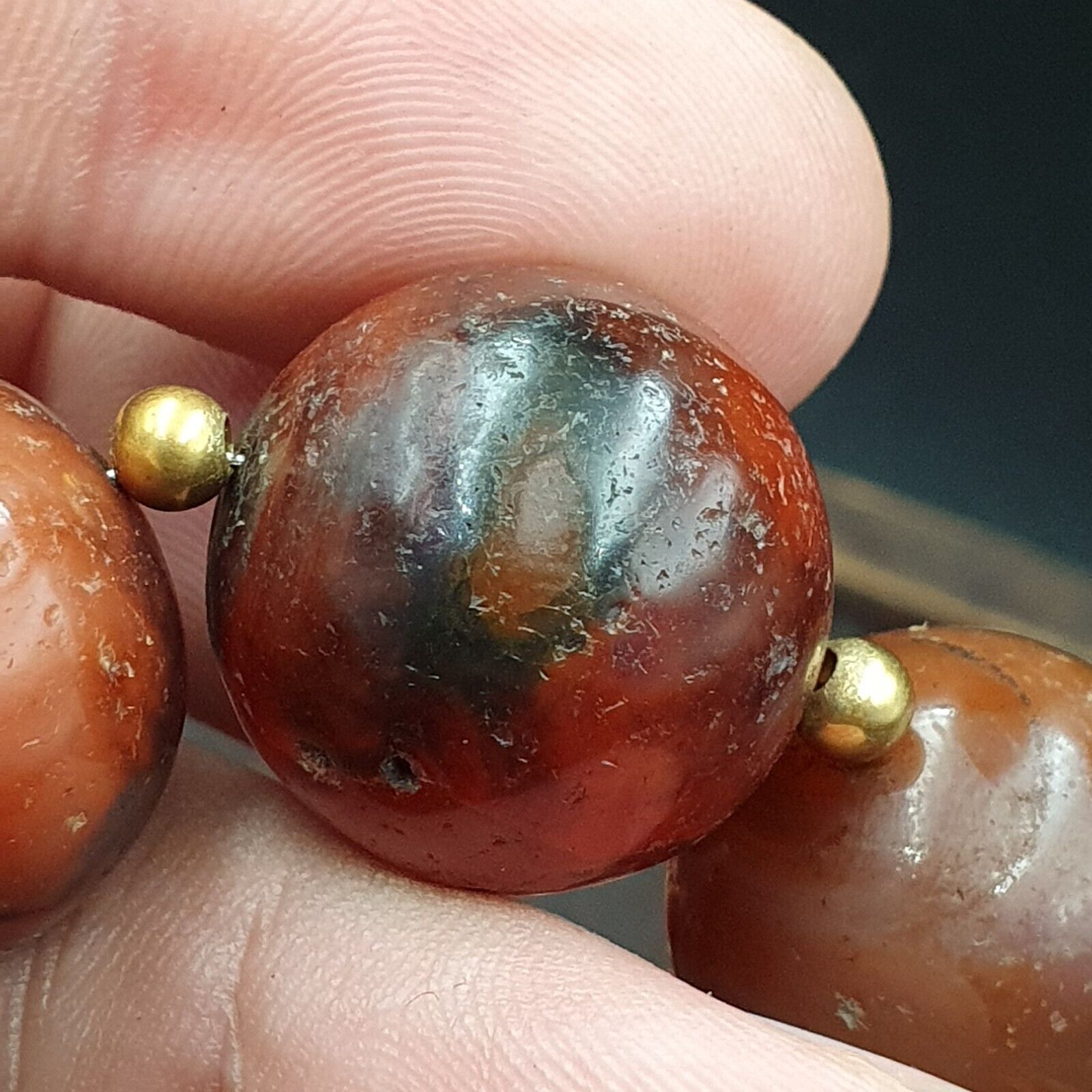 Antique Old Himalayan Indo Tibetan Carnelian Agate Beads Necklace NL-8