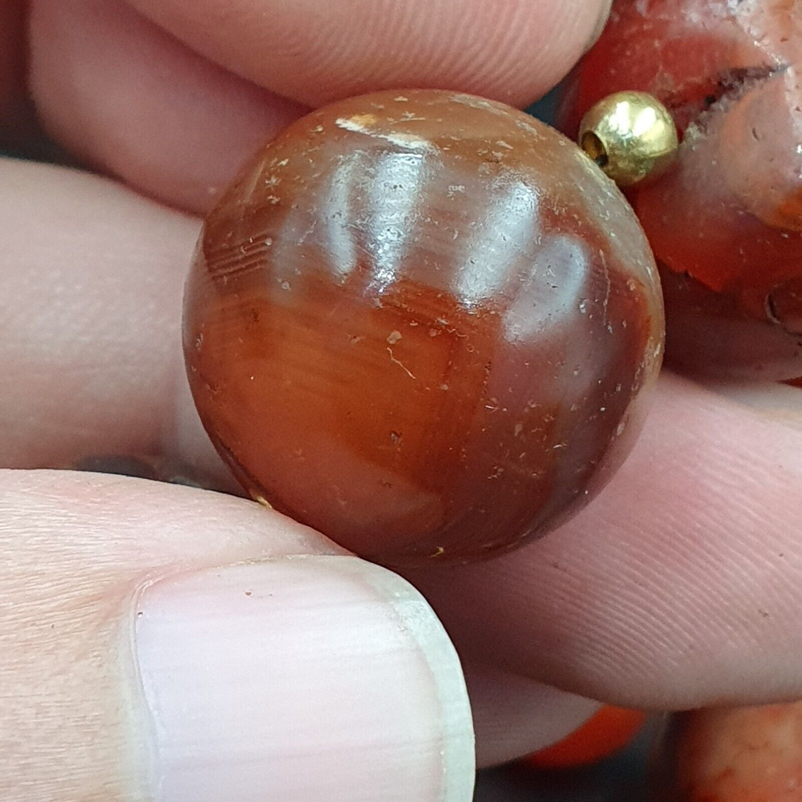Antique Old Himalayan Indo Tibetan Carnelian Agate Beads Necklace NL-8