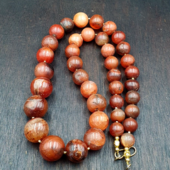 Antique Old Himalayan Indo Tibetan Carnelian Agate Beads Necklace NL7